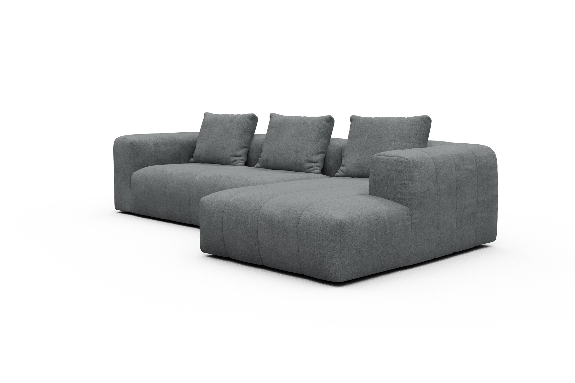 Ecksofa Hugo 2,5-Sitzer Armlehne links mit Chaiselongue Casone-Gravel-Grey