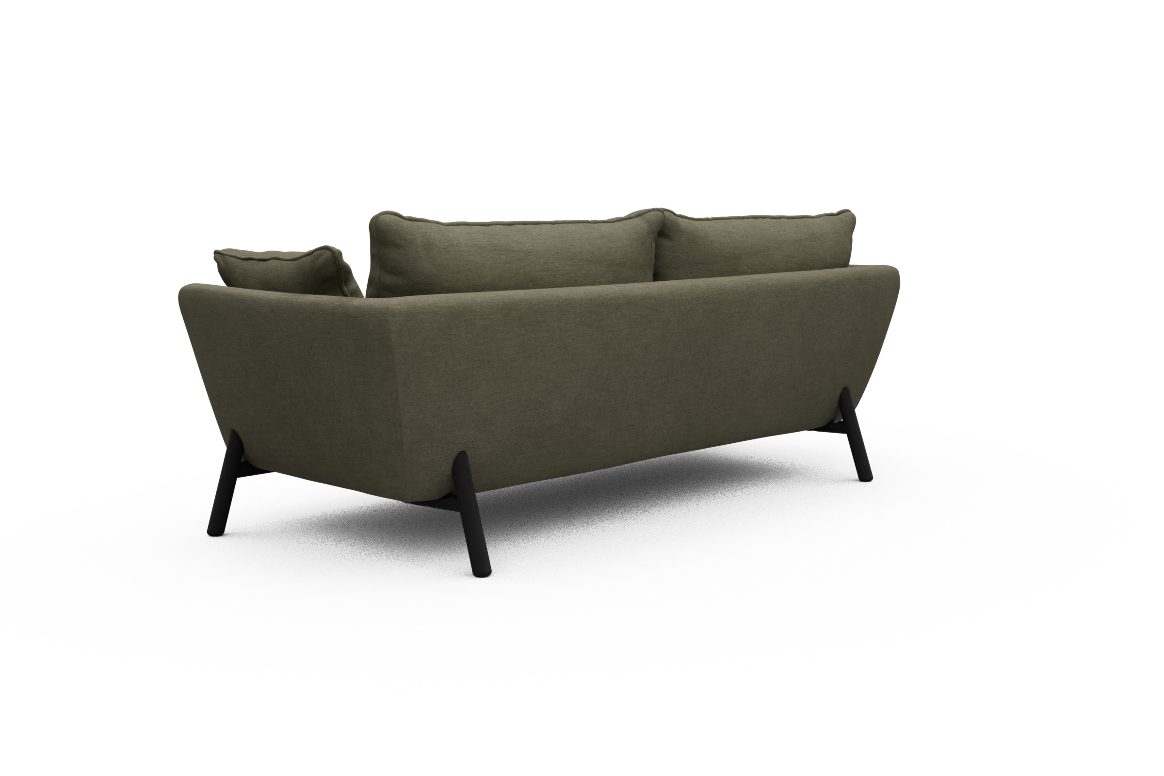 Sofa Emil PREMIUM 3-Sitzer Beinfarbe Eiche Schwarz Vivus-Dusty-Olive