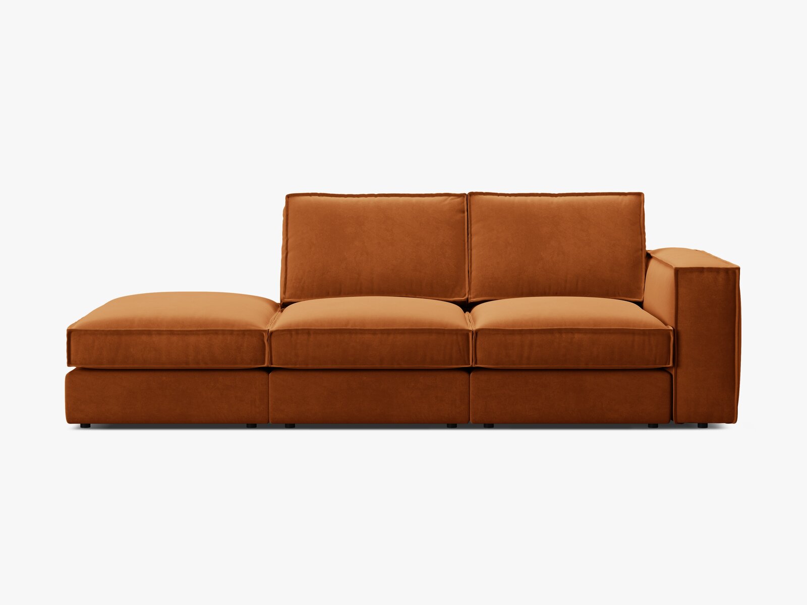 Micadoni modulares offenes Sofa Pola 3-Sitzer Links Samt Salvador Terrakotta