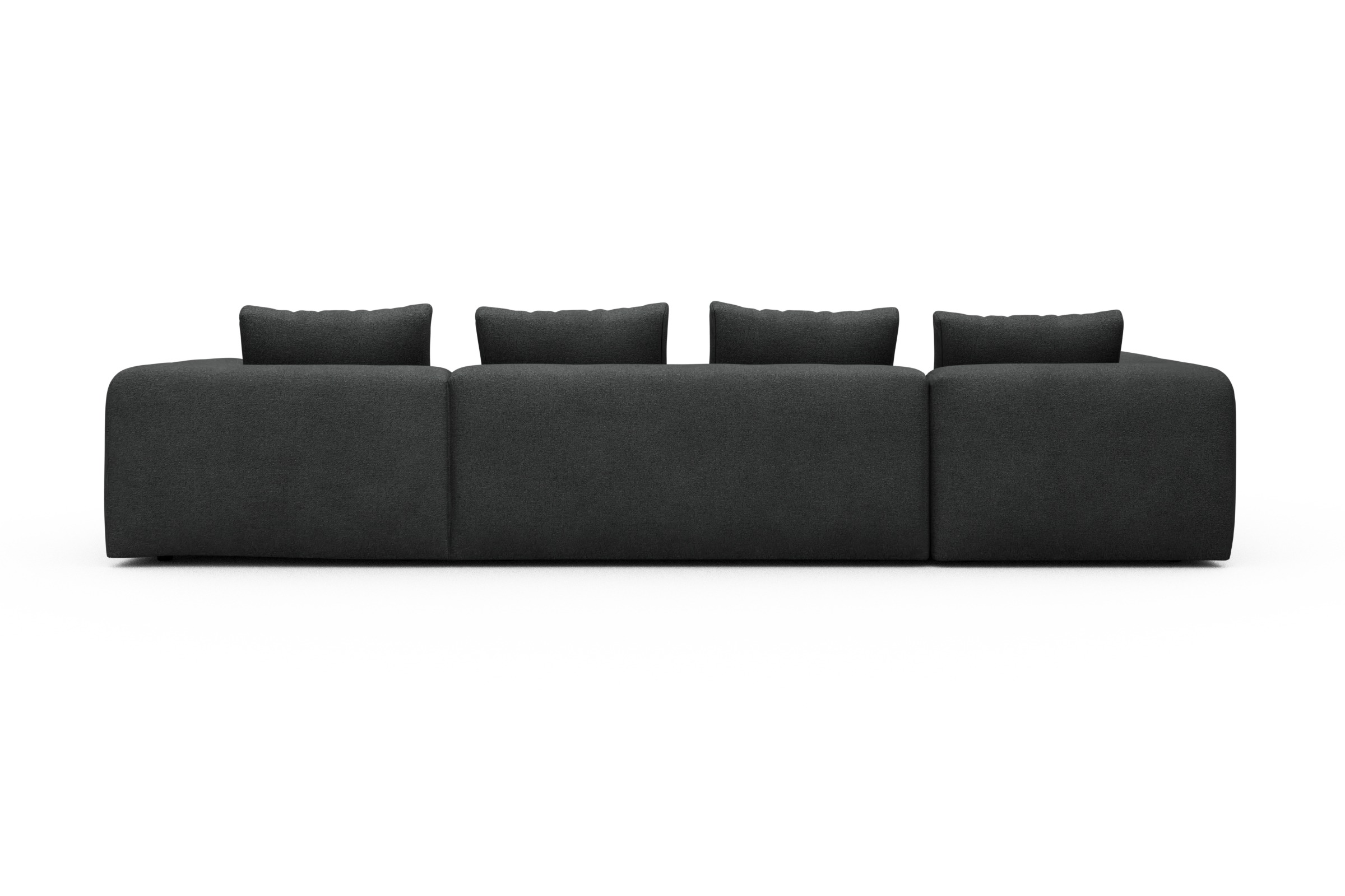 Wohnlandschaft Fred Chaiselongue rechts mit 2-Sitzer und lange Armlehne links Boucle-Charcoal
