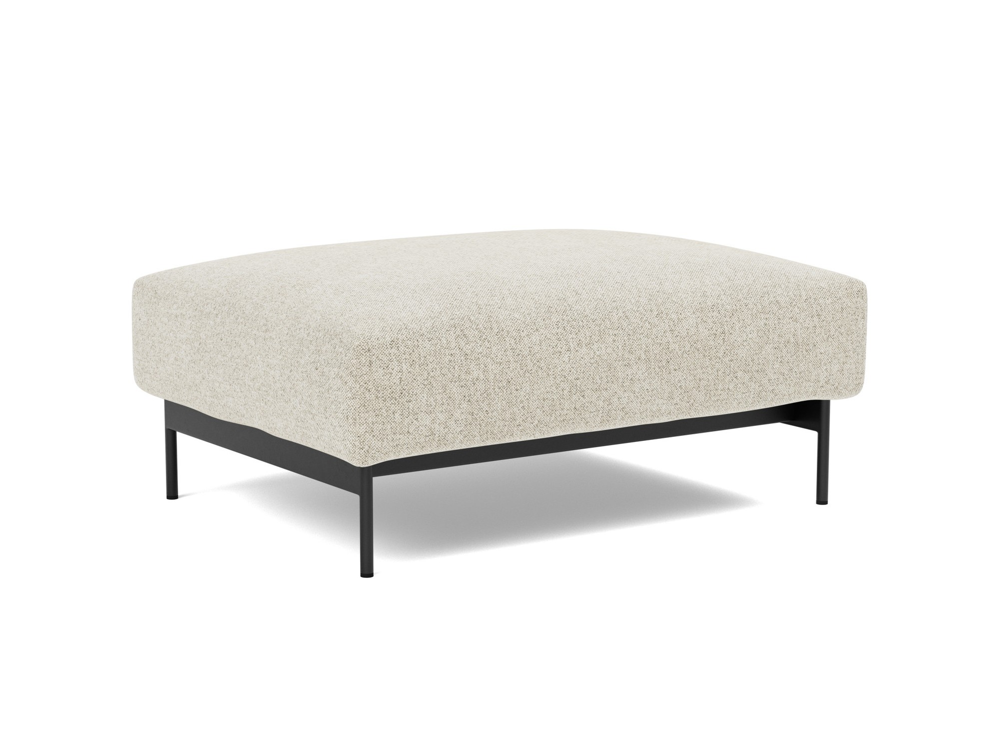 Hocker Malloy Strukturierter Stoff Taura 357-Off-White Beine Schwarzes Metall