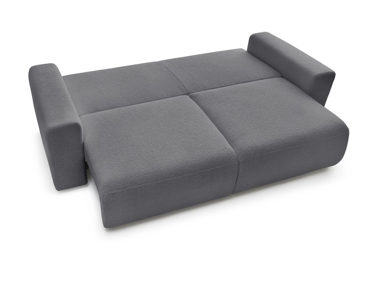 Bobochic Envy Schlafsofa 3-Sitzer mit Bettkasten und rundem Pouf Bouclé-Stoff Dunkelgrau
