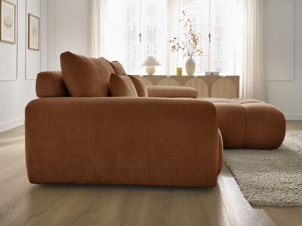 Bobochic Ivane Ecksofa Strukturstoff Orange Ecke rechts