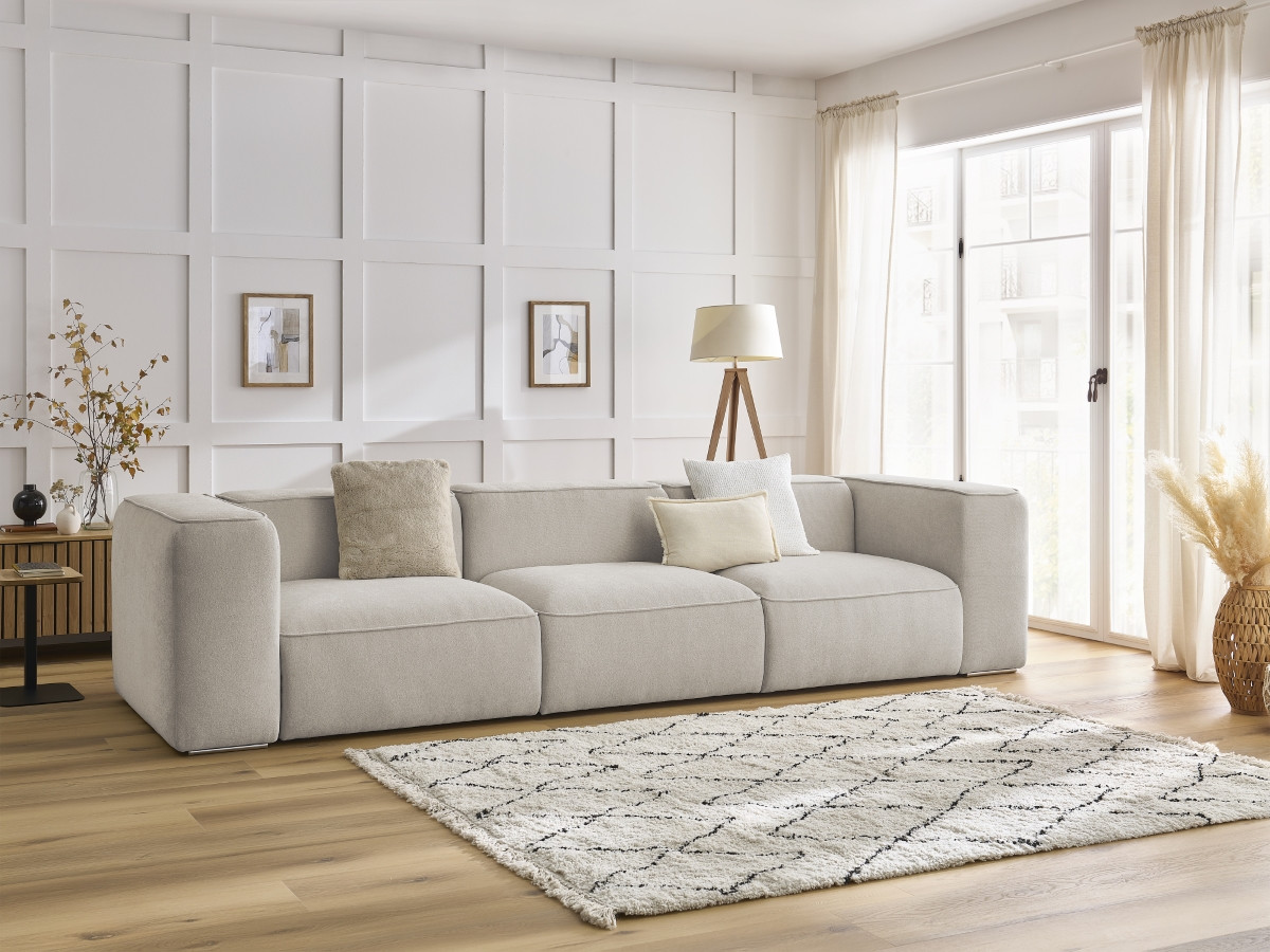 Bobochic Zephyr Sofa 3-Sitzer Strukturstoff Beige