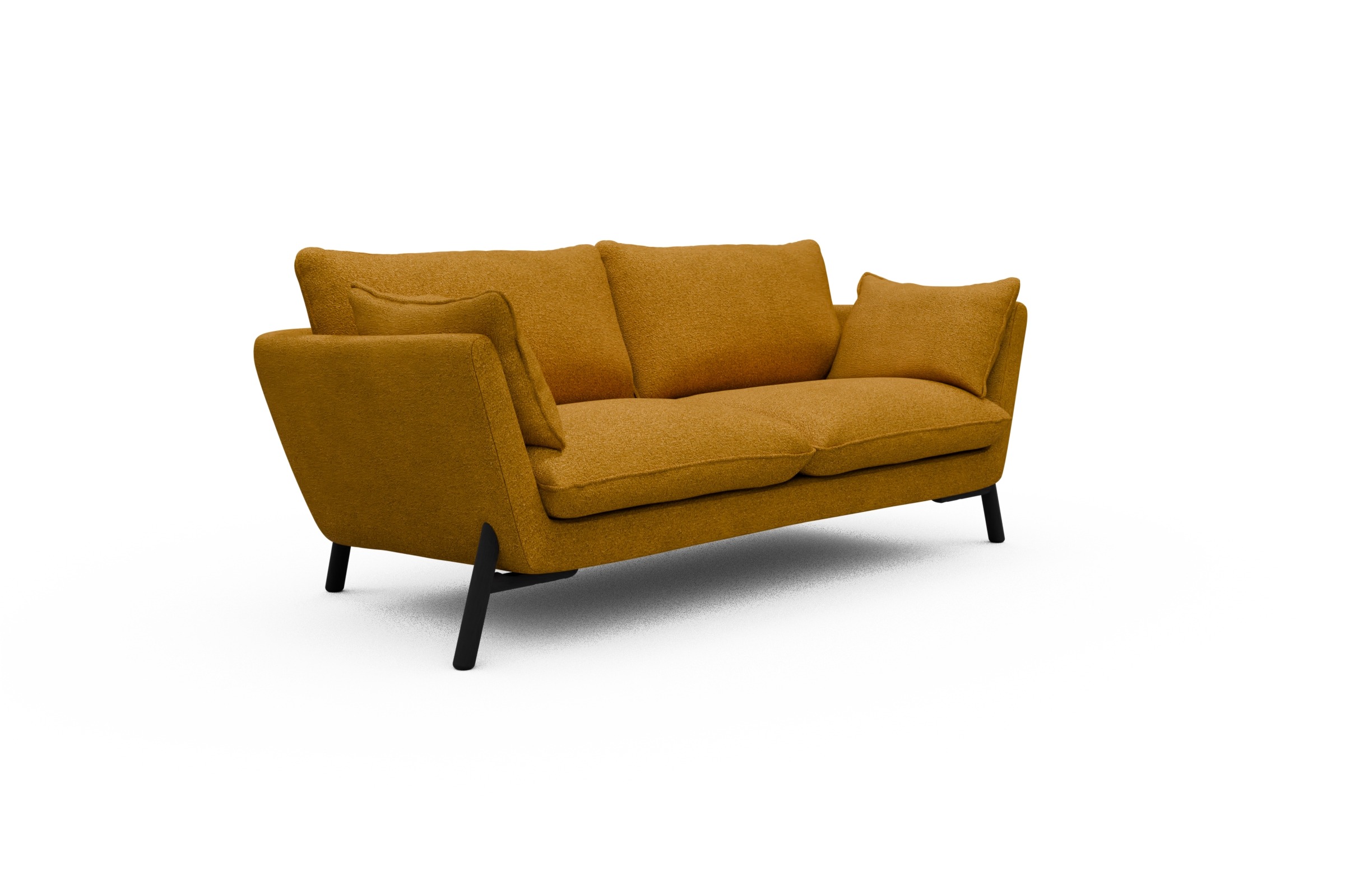 Sofa Emil 2-Sitzer Beinfarbe Eiche Schwarz Boucle-Ochre