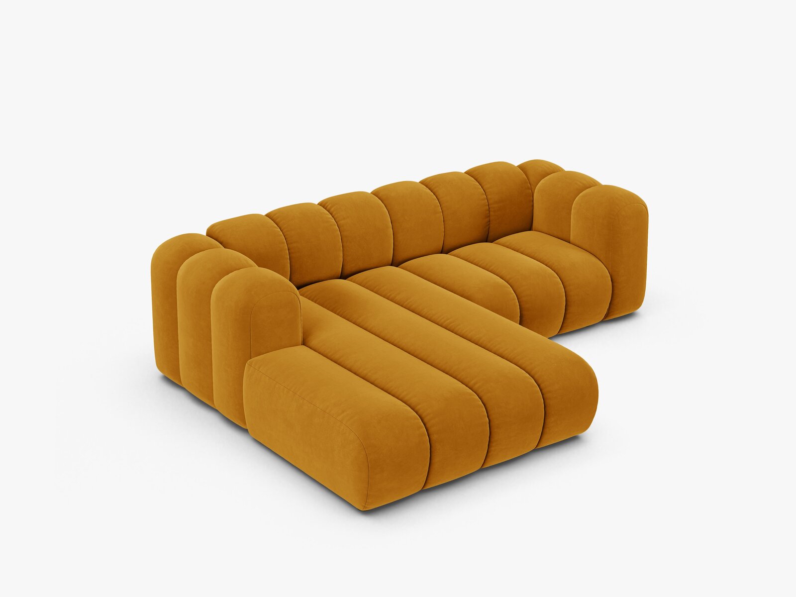 Micadoni Modulares Ecksofa Lupine 3-Sitzer Links Samt Salvador Gelb