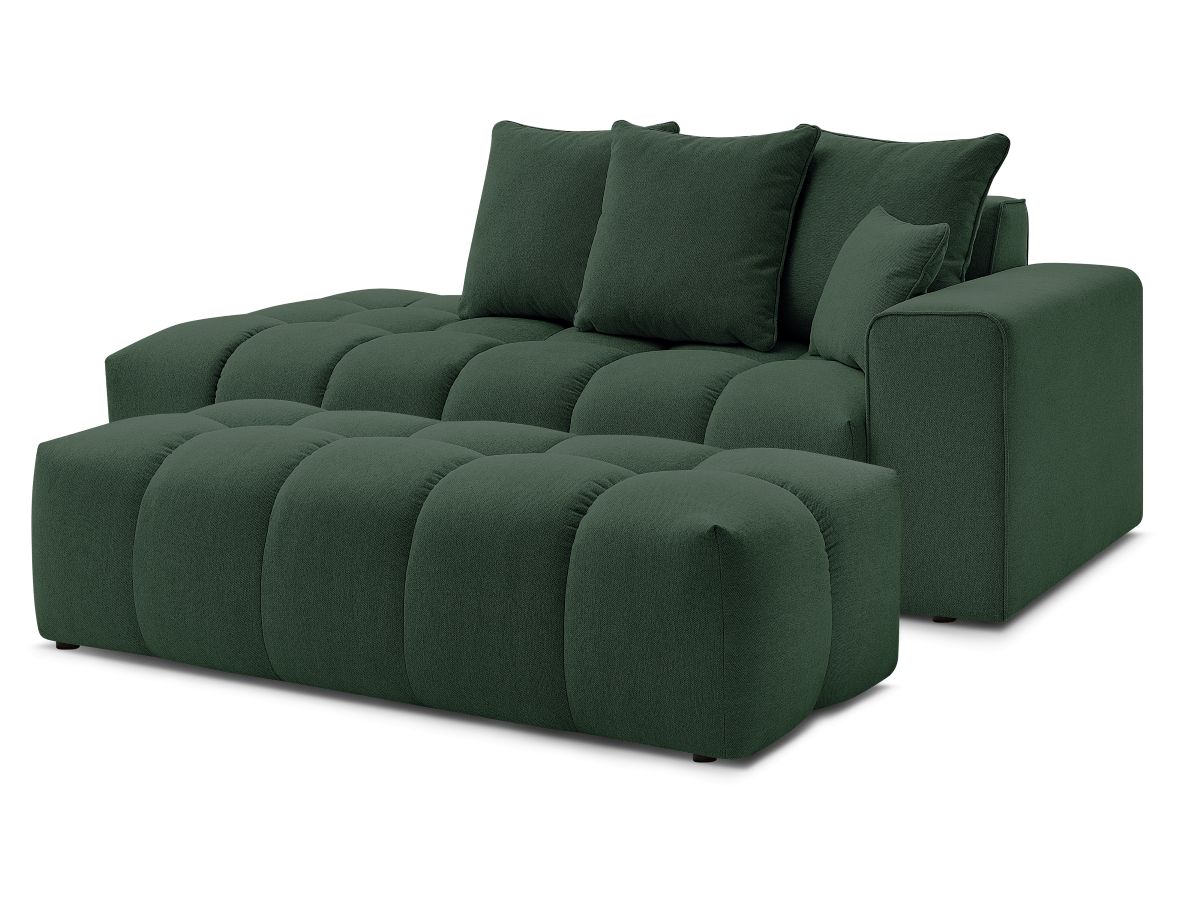 Bobochic Mont-blanc Sofa 5-Sitzer mit Pouf Melange-Stoff Grün Armlehne rechts