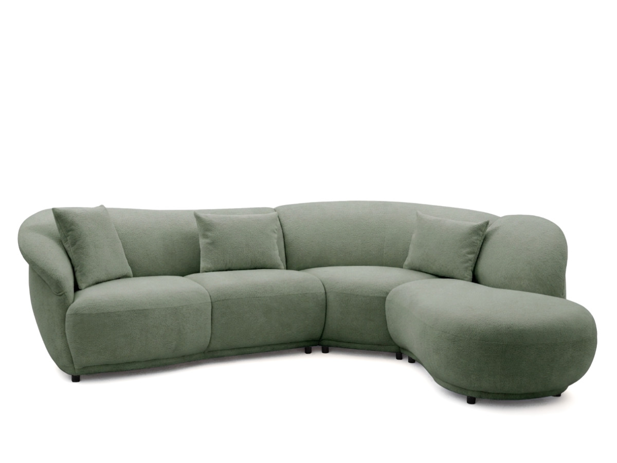 Bobochic Nora Ecksofa Chenille Grün Ecke rechts