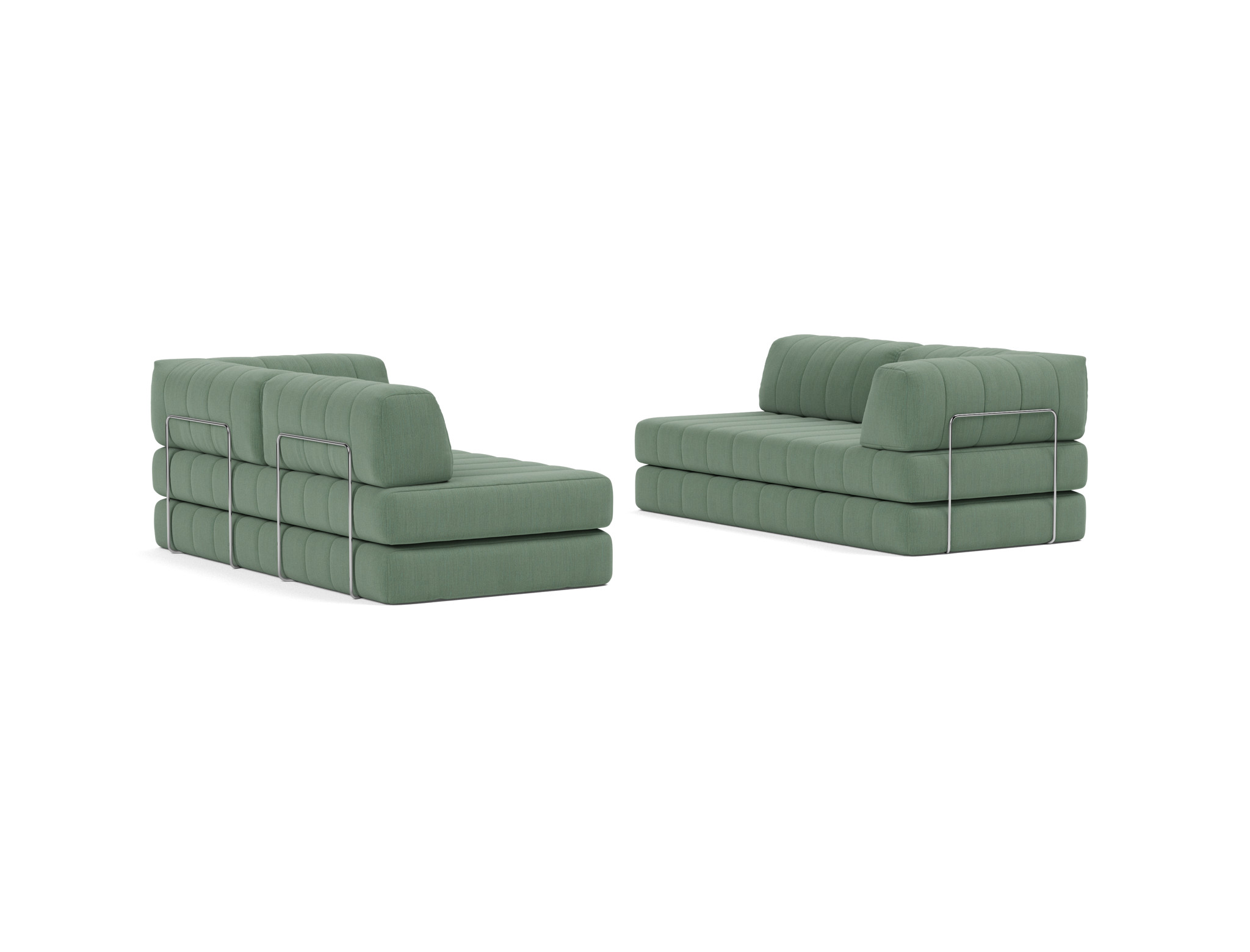 Eck-Schlafsofa CozyPad L-Form mit Armlehne Flachgewebe Elegance 518-Green