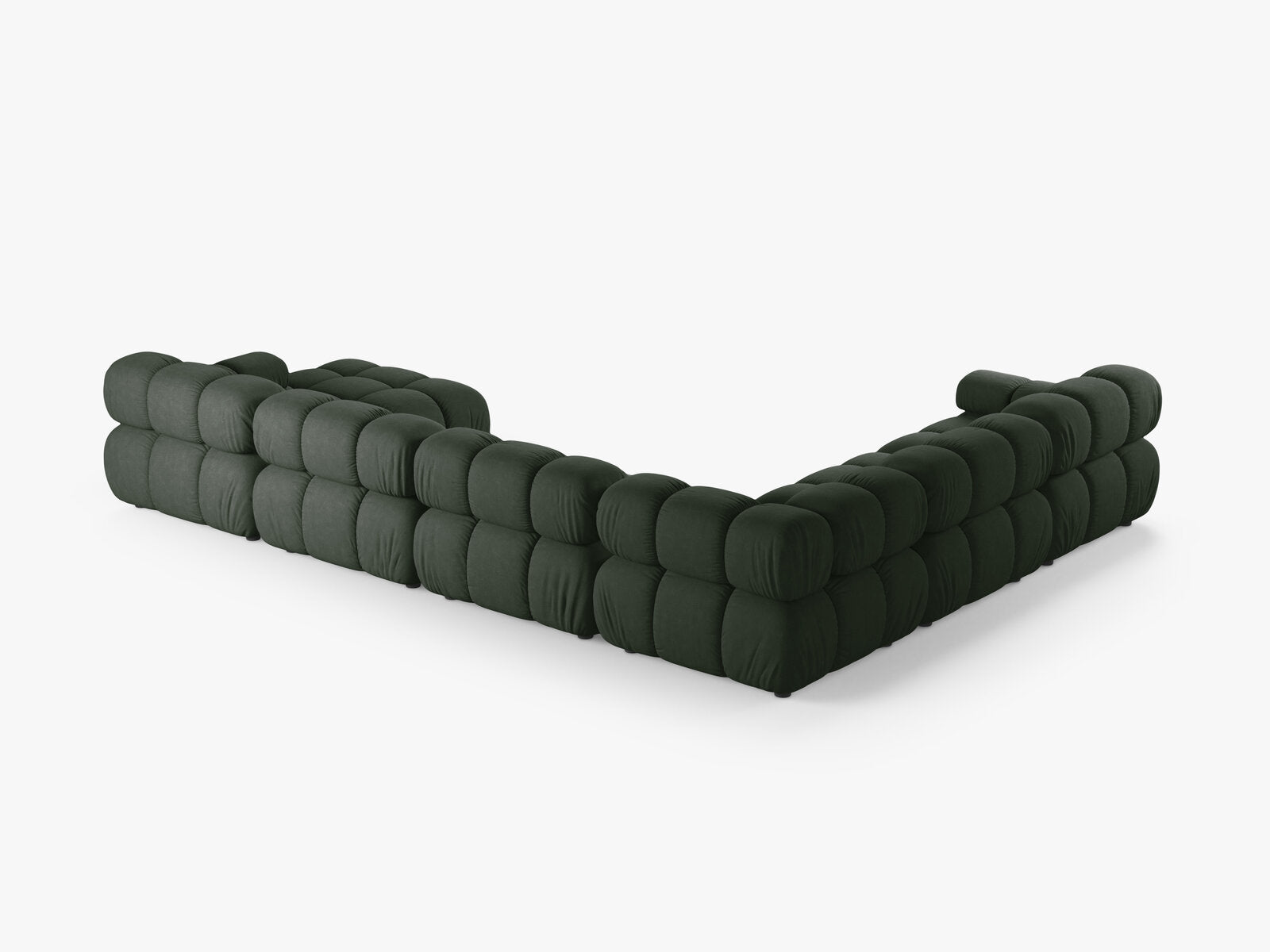 Micadoni Modulares Panorama Ecksofa Bellis 8-Sitzer Links Strukturierter Stoff Liberty Moßgrün