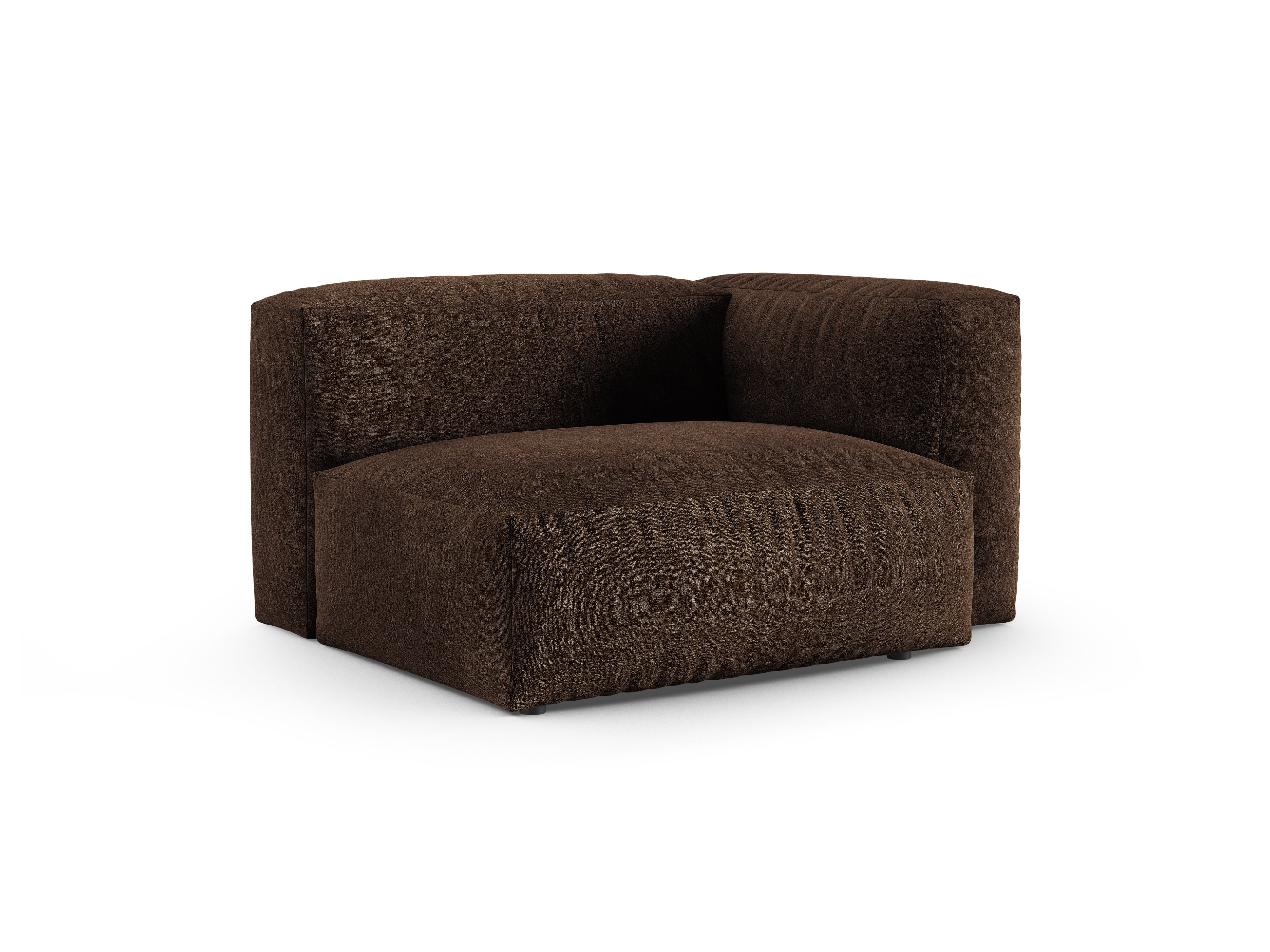 Micadoni Eckmodul mit Armlehne Martina 1-Sitzer 90cm Sitztiefe Samt Vogue Schokolade Rechts