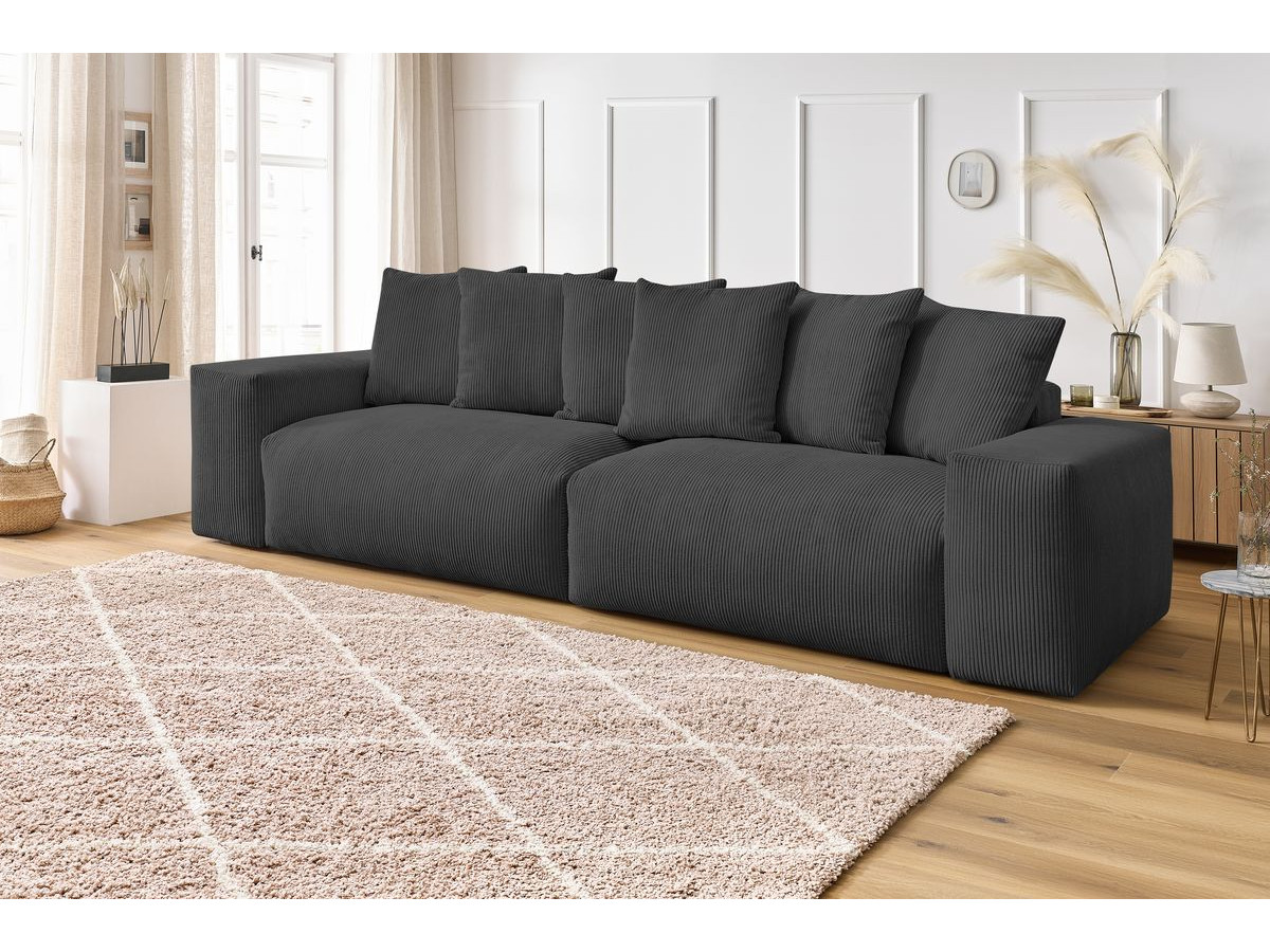 Bobochic Voltaire Sofa 4-Sitzer 320 × 124 cm Cordsamt Dunkelgrau