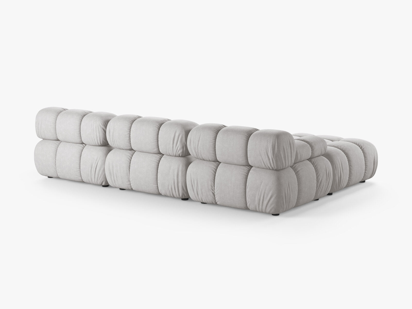 Micadoni Modulares Sofa Bellis 4-Sitzer mit flachem Modul Strukturierter Stoff Liberty Hellgrau