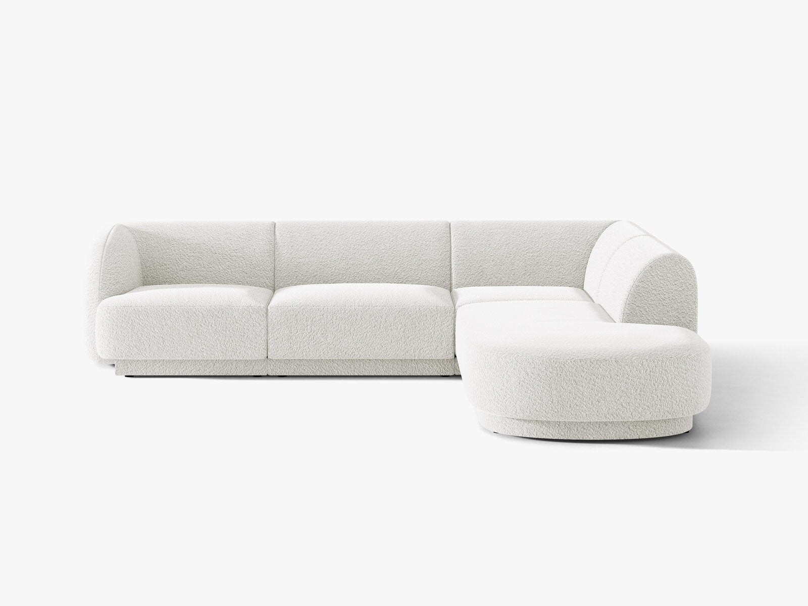 Micadoni Ecksofa Miley 6-Sitzer Rechts Boucle Baloo Weiß
