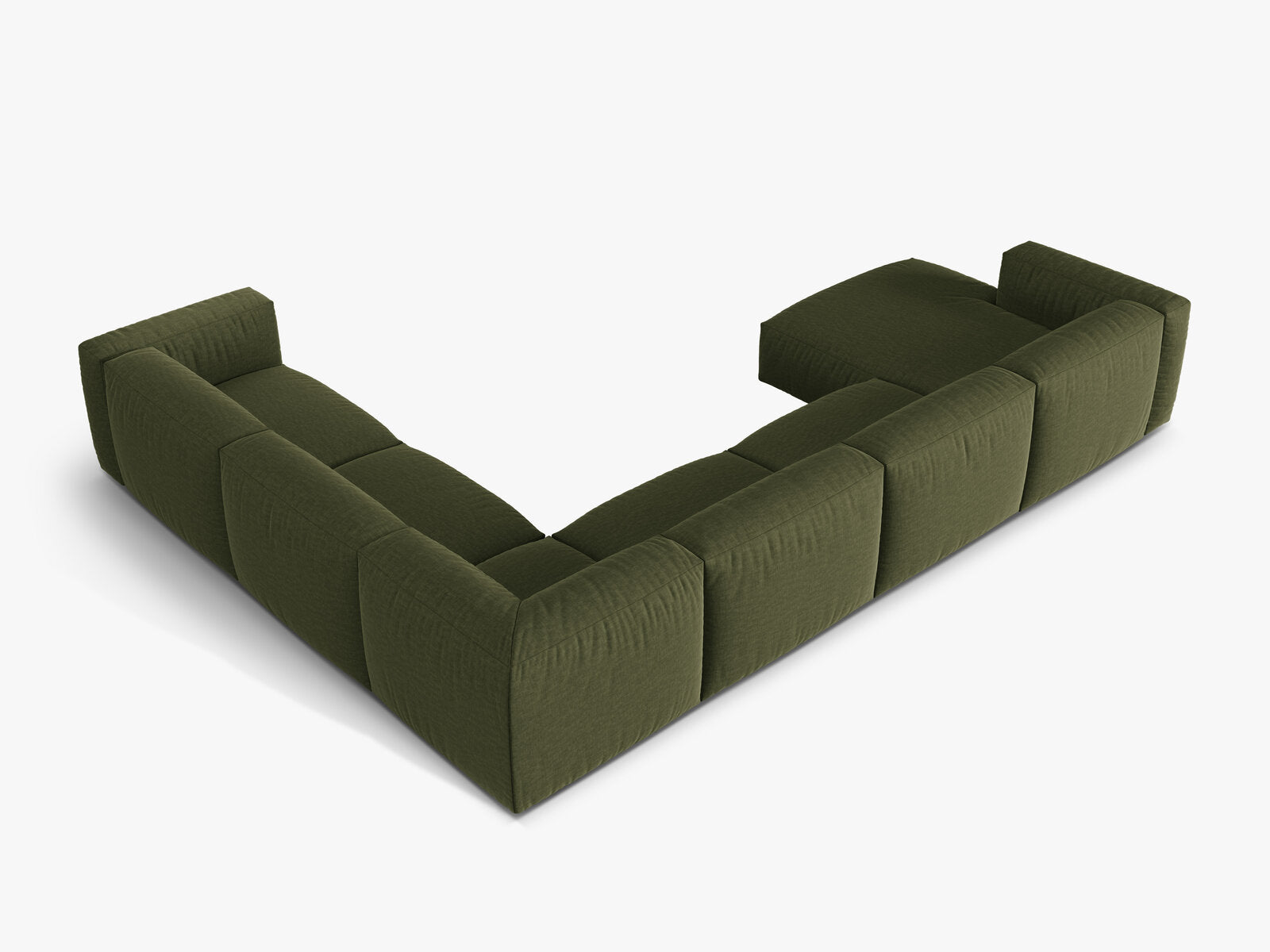 Micadoni modulares Ecksofa XL Martina 6-Sitzer Rechts Strukturierter Stoff Boston Grün