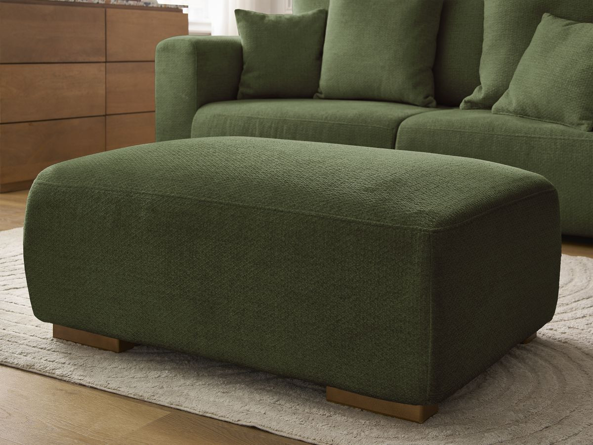 Bobochic Sidonie Sofa 3-Sitzer mit Pouf Melange-Stoff Grün