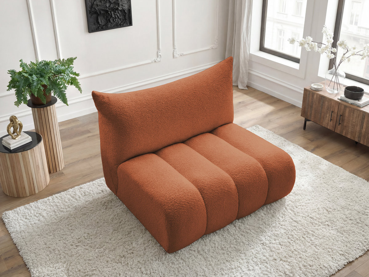 Bobochic Azra Sofamodul 2-Sitzer 120 × 112 cm Bouclé-Stoff Orange