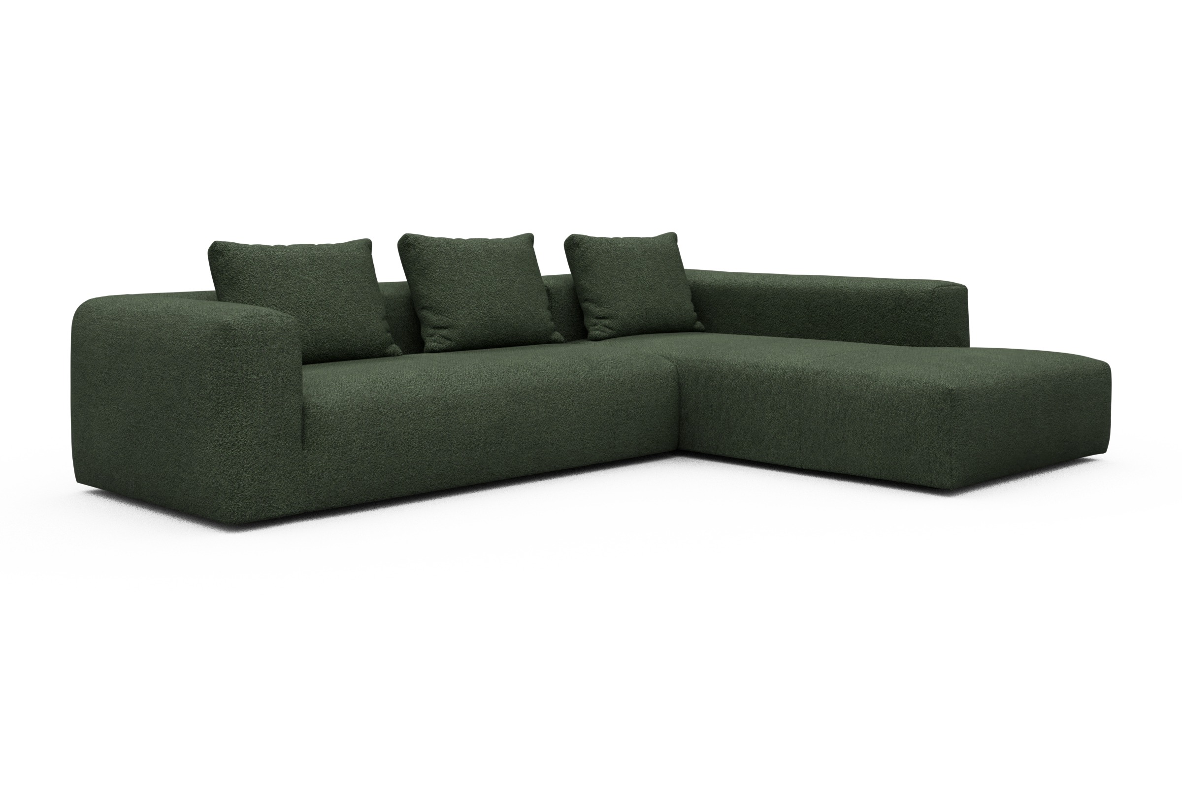 Ecksofa Fred Relax-Ecke rechts mit 2,5-Sitzer Vanora-Deep-Green
