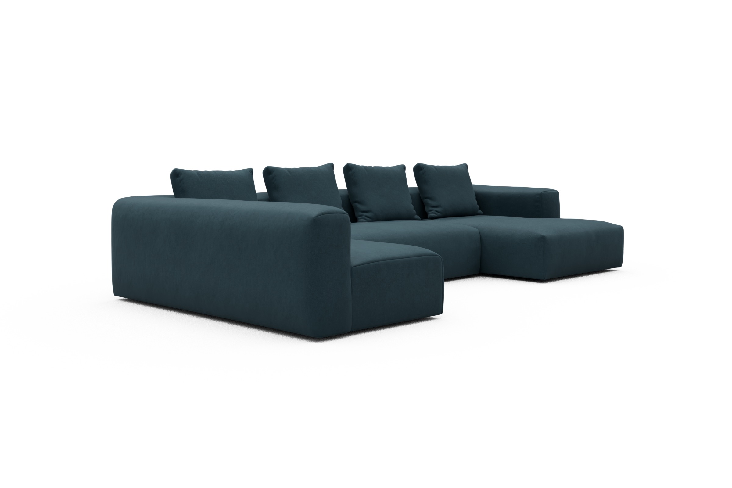 Wohnlandschaft Fred Chaiselongue rechts mit 2-Sitzer und lange Armlehne links Satya-Indigo