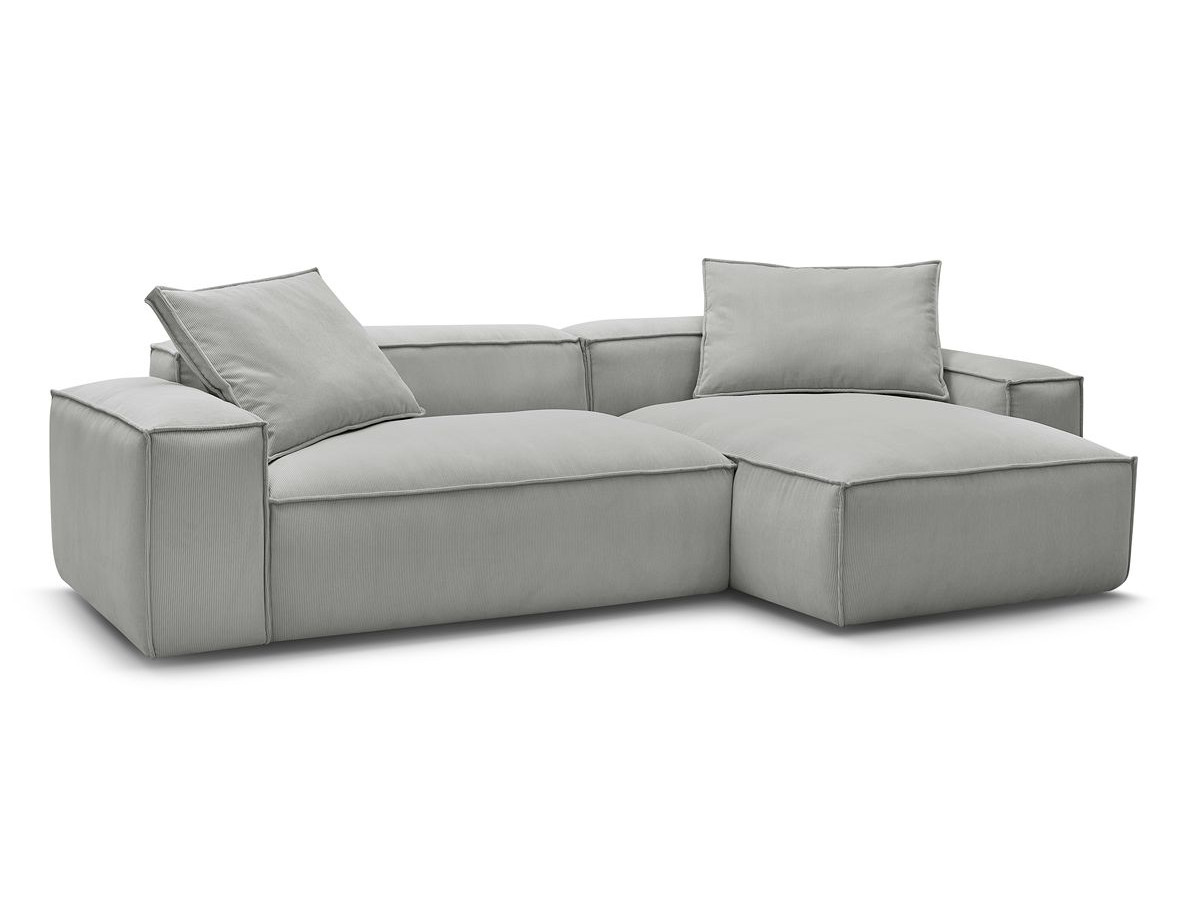 Bobochic Boheme Ecksofa, 3 Kissen Cordsamt Hellgrau