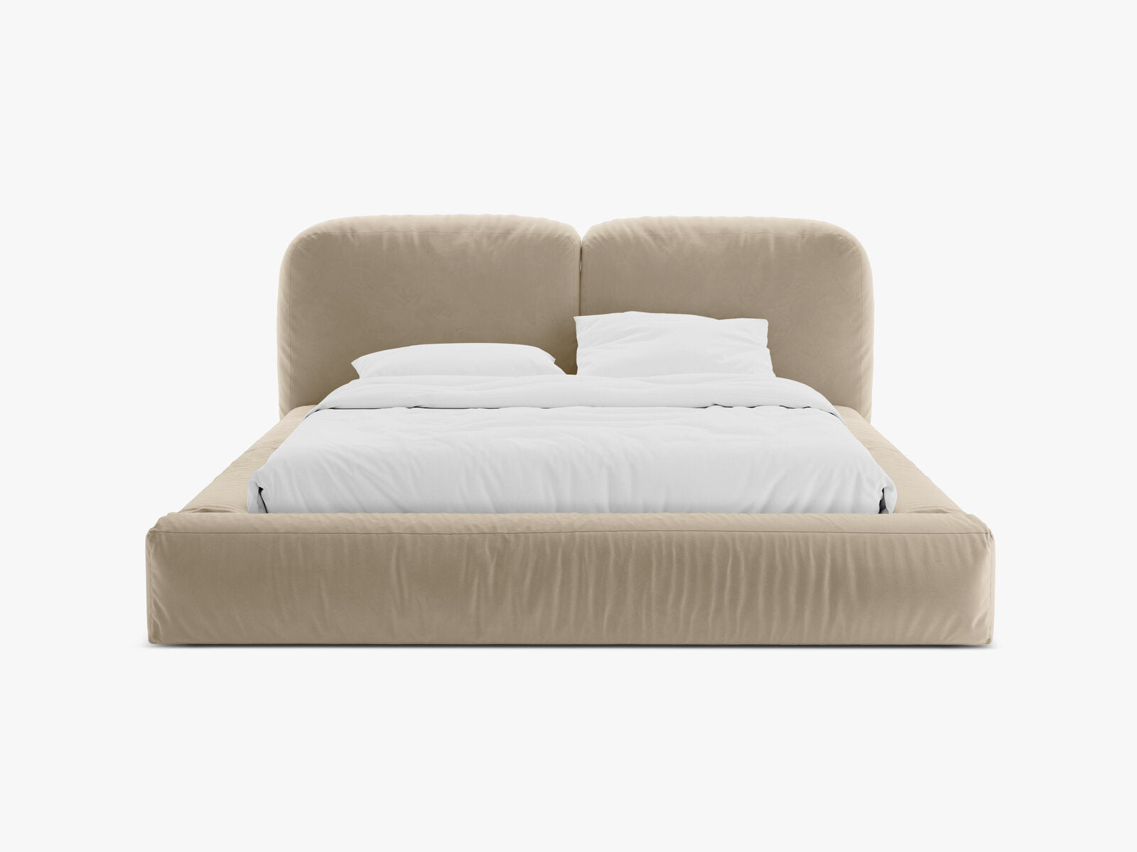 Micadoni Stauraumbett mit Kopfteil Martina Samt Vogue Helles Beige 140x200