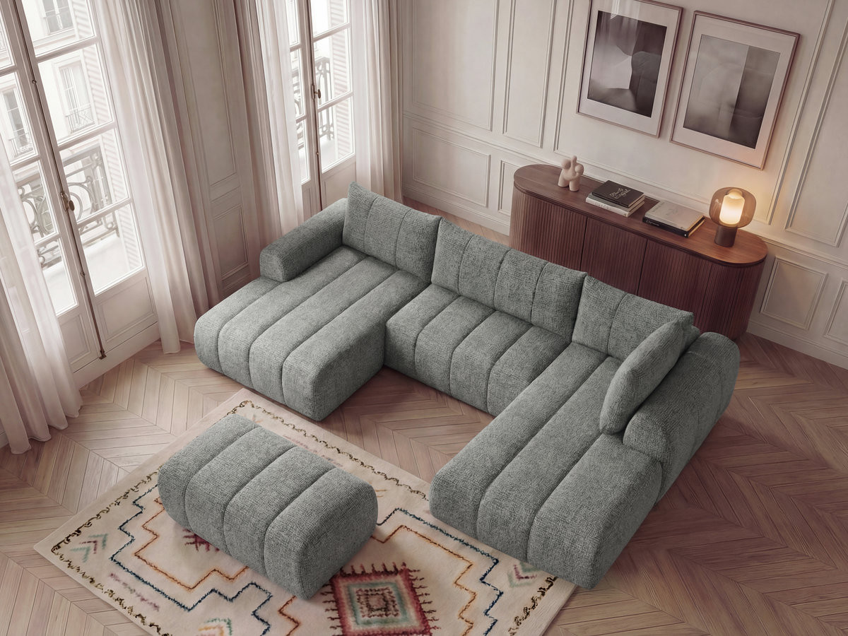 Bobochic Nesty Wohnlandschaft mit Pouf Melange-Stoff Dunkelgrau Ecke links