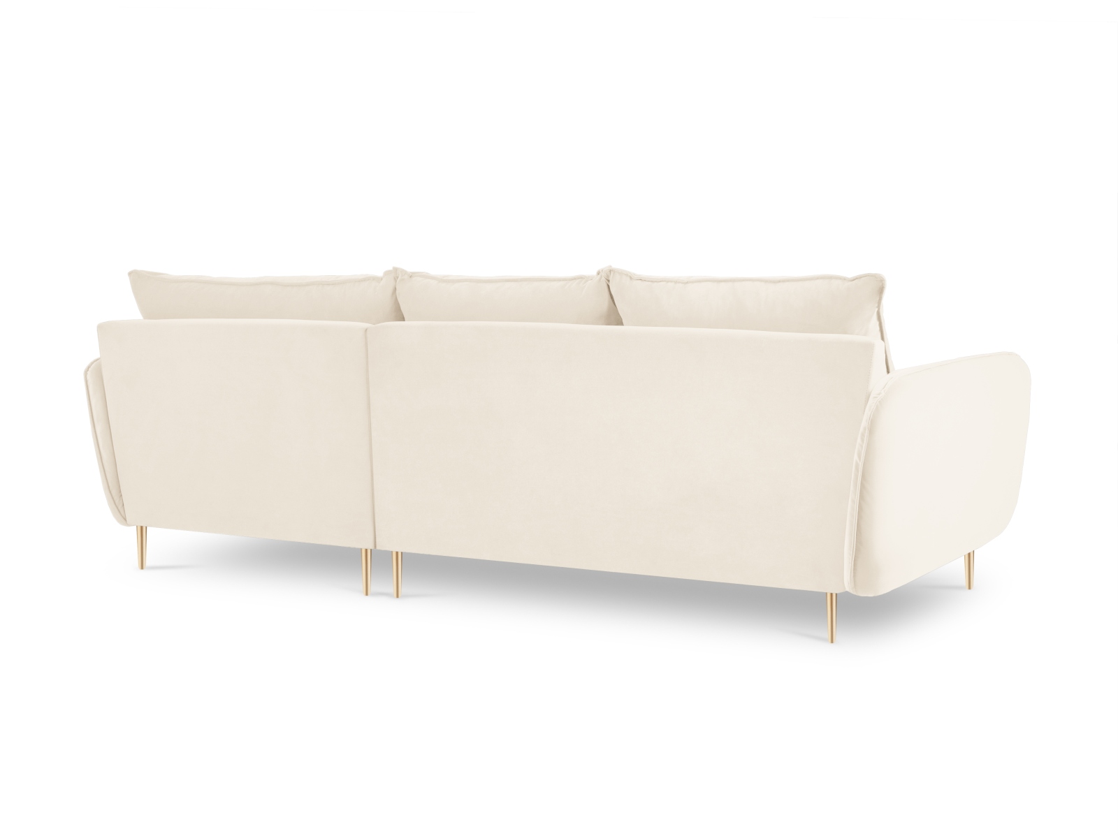 Cosmopolitan Design Ecksofa Vienna 5-Sitzer Samt Bluvel Helles Beige Rechts Beine Gold