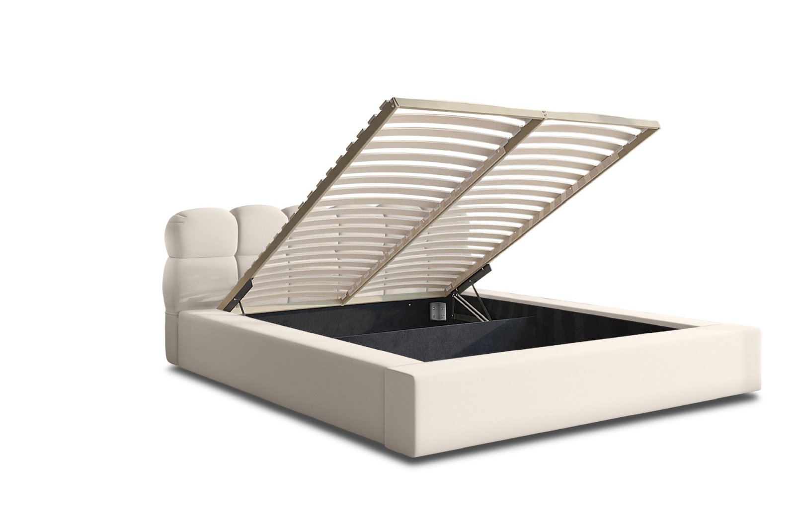 Polsterbett Vento-New Samtstoff 140x200 mit Holzrahmen Piano 02 Helles Beige