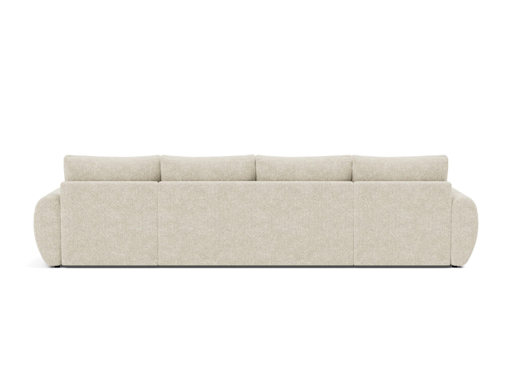 Schlafsofa Norum U-Form mit Curve-Armlehnen Strukturierter Stoff Taura 357-Off-White
