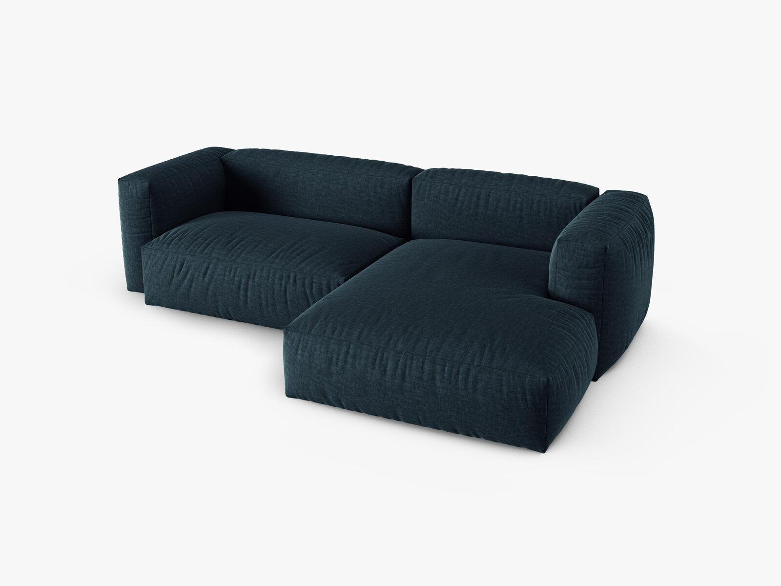 Micadoni Ecksofa Martina 2-Sitzer 90cm Sitztiefe Rechts Strukturierter Stoff Boston Jeansblau