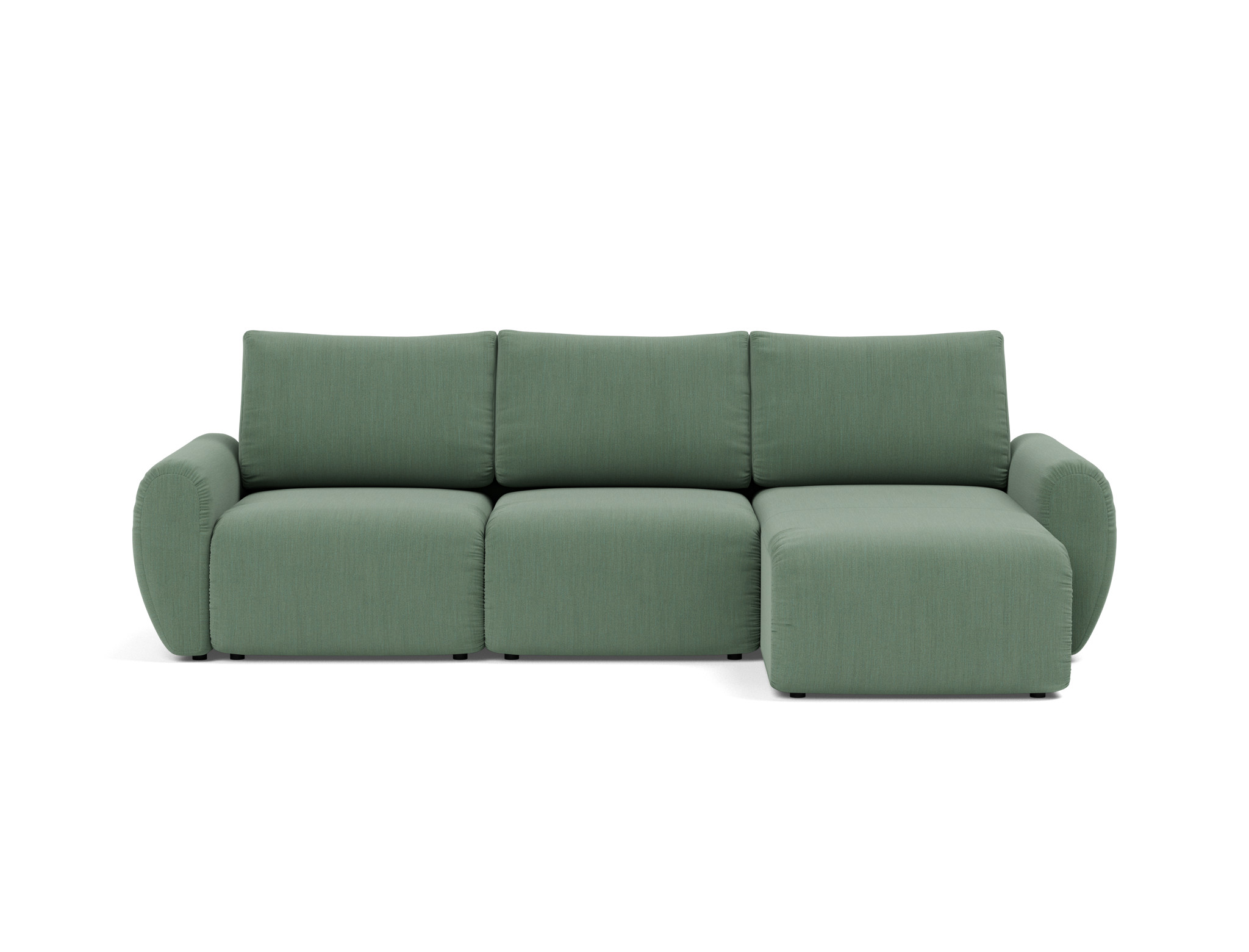Schlafsofa Norum mit Chaiselongue und Curve-Armlehnen Flachgewebe Elegance 518-Green