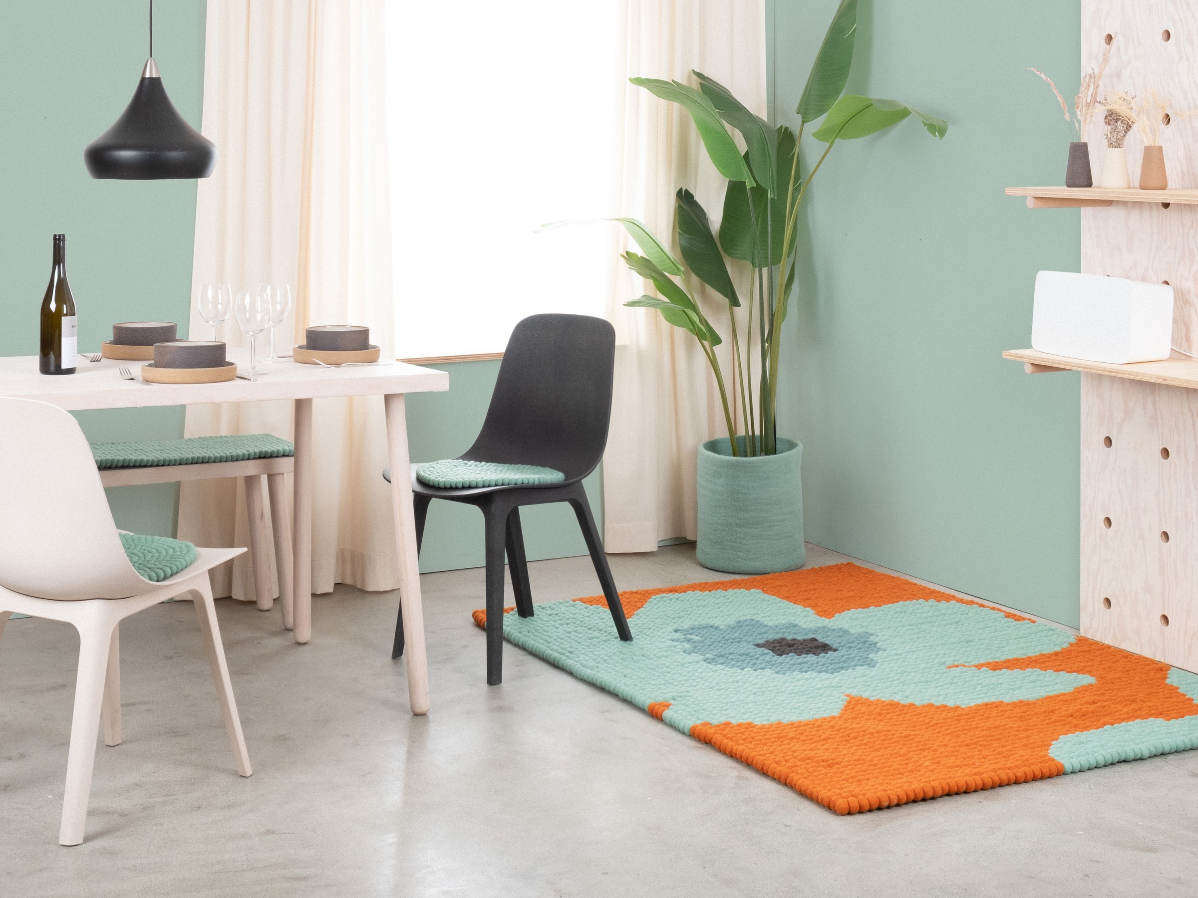 myfelt Anny Filzkugelteppich Türkis