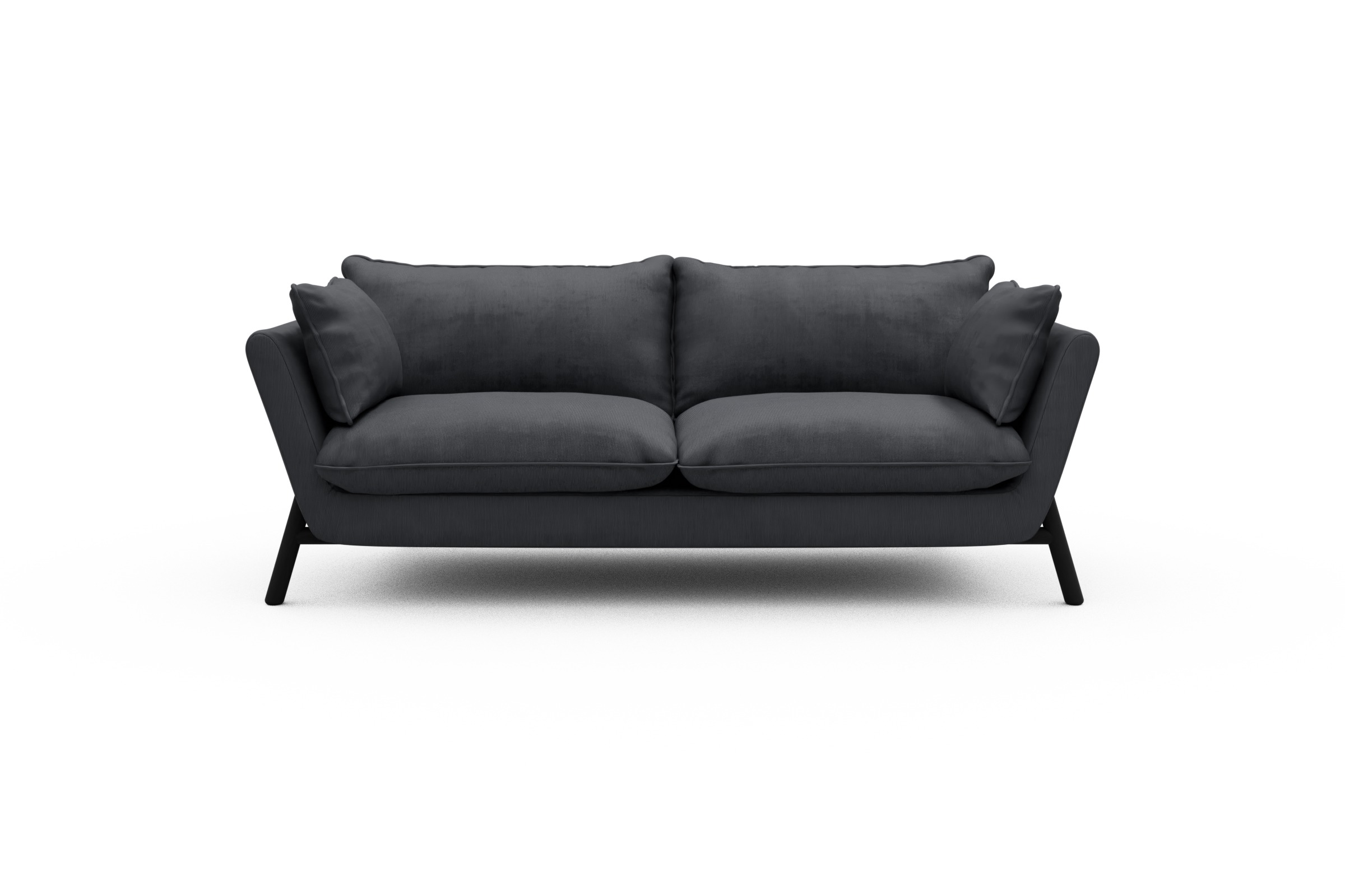 Skandi Home Sofa Emil PREMIUM 2-Sitzer Beinfarbe Eiche Schwarz Cordufine-Slate-Grey moebelfaktor