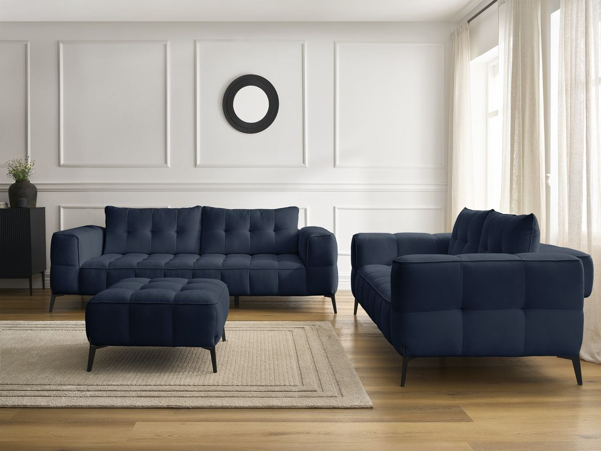 Bobochic Anis Sofa-Set 3- und 2-Sitzer mit Pouf Strukturstoff Blau