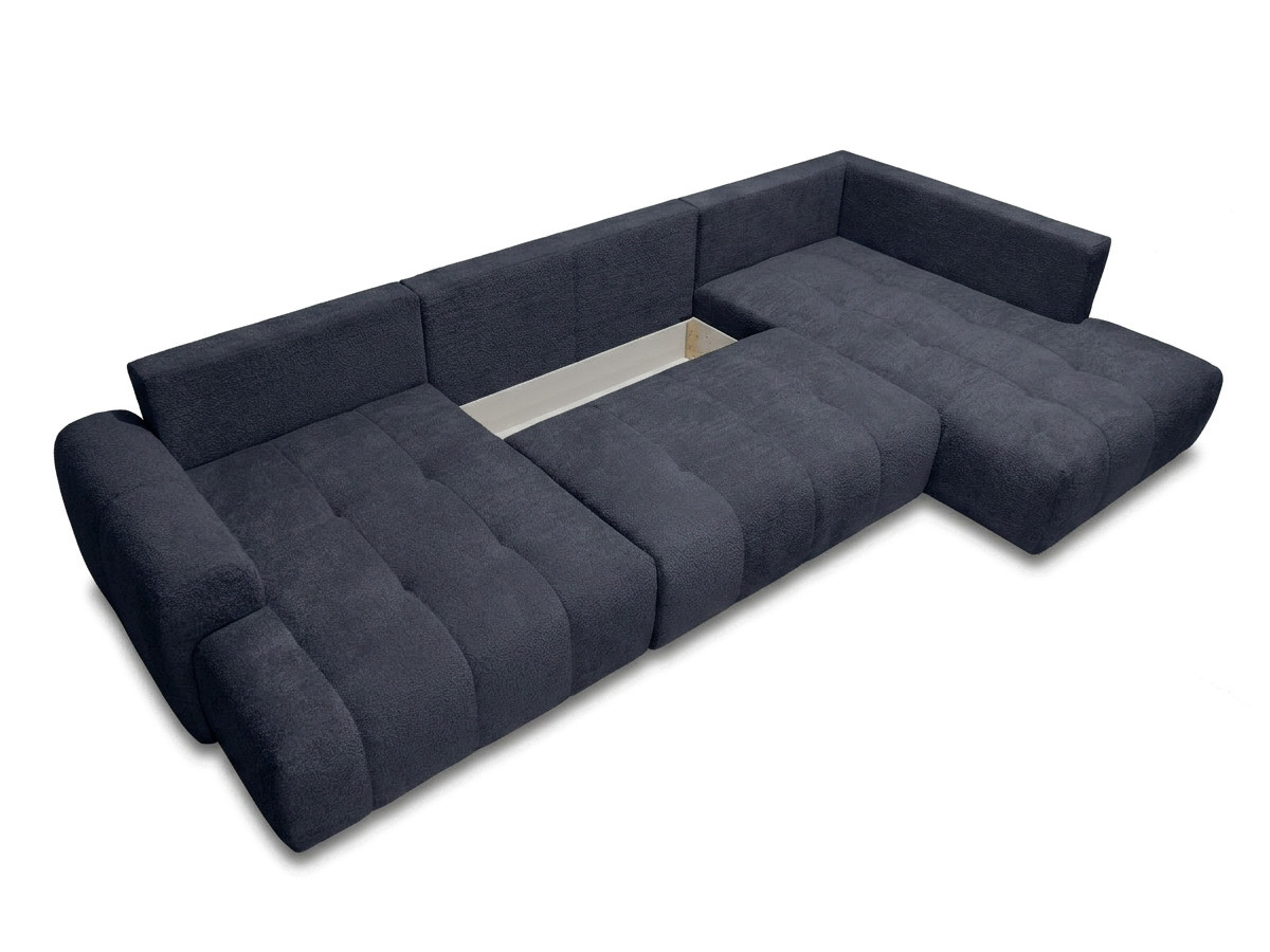 Bobochic Roxelane Wohnlandschaft Bouclé-Stoff Dunkelblau Ecke rechts