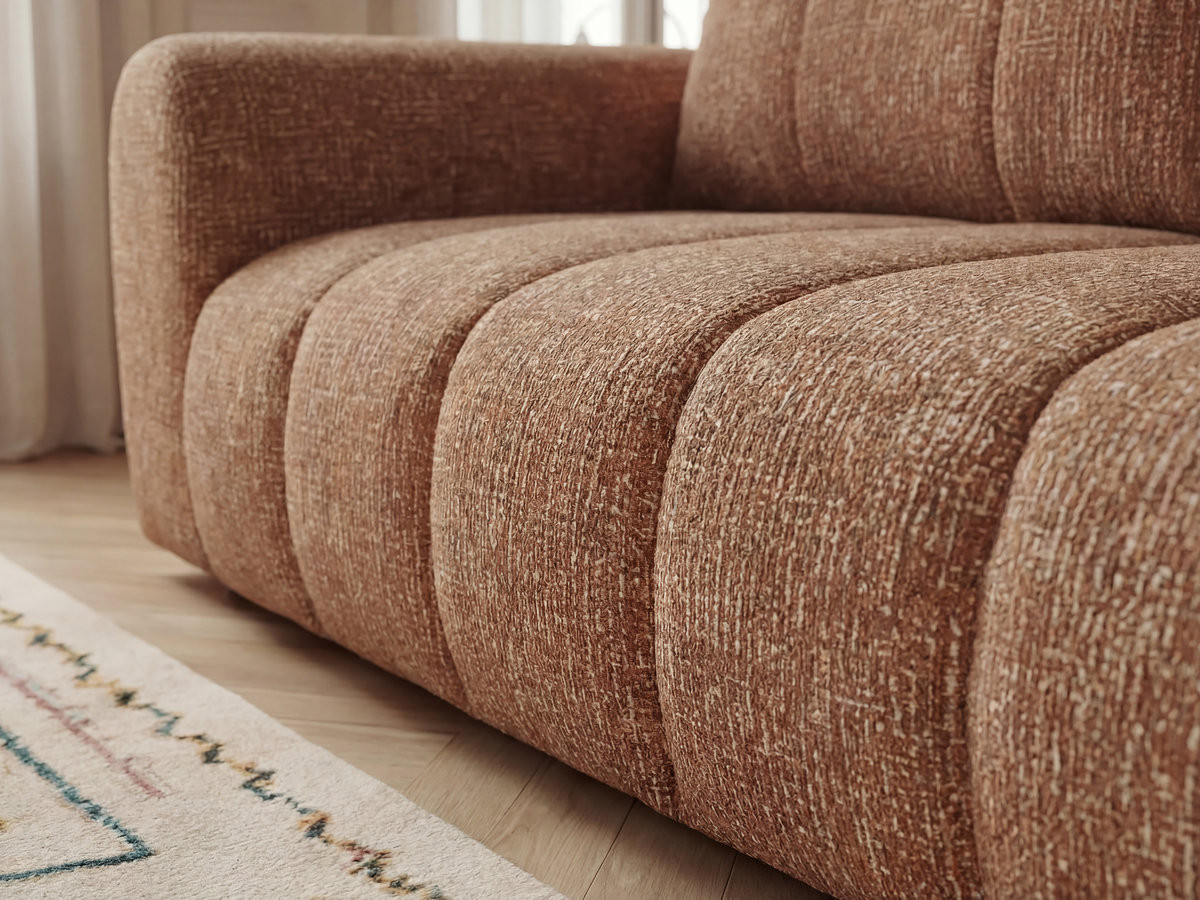Bobochic Nesty Sofa 3-Sitzer mit Pouf Melange-Stoff Orange