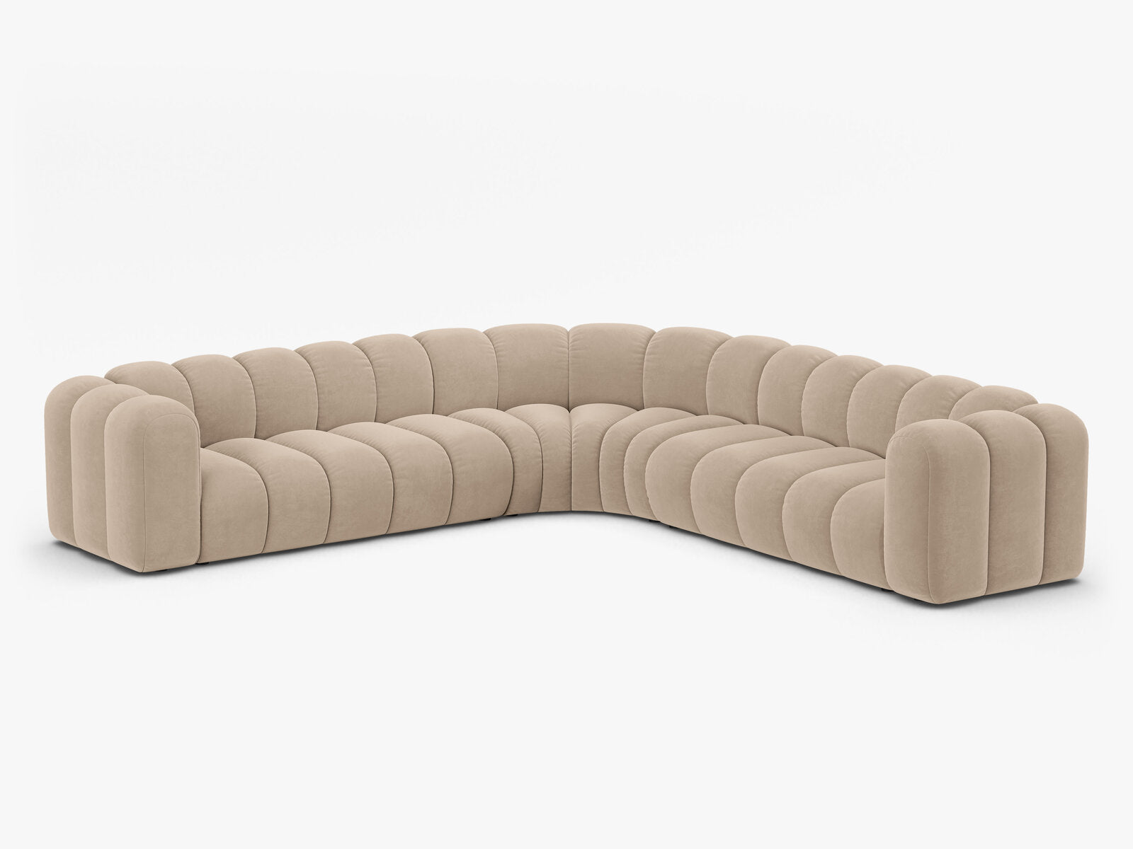 Micadoni symmetrisches Ecksofa Lupine 5-Sitzer  Samt Venus Beige