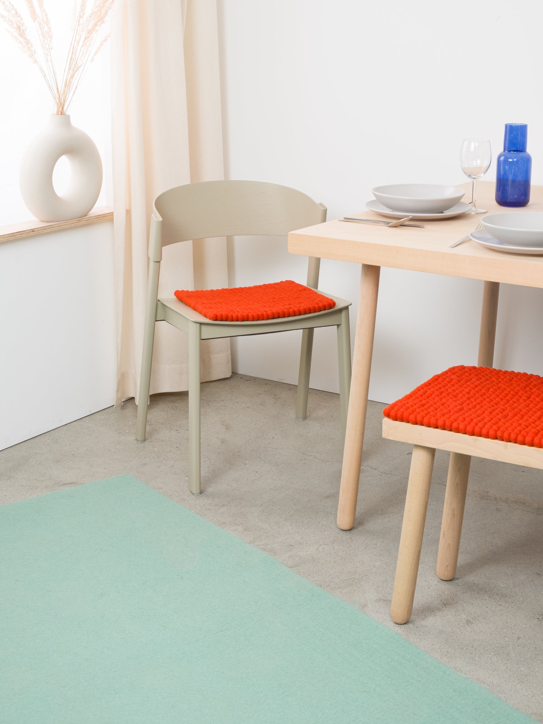 myfelt Mats Filzkugel-Sitzauflage Rotorange 36 x 36 cm
