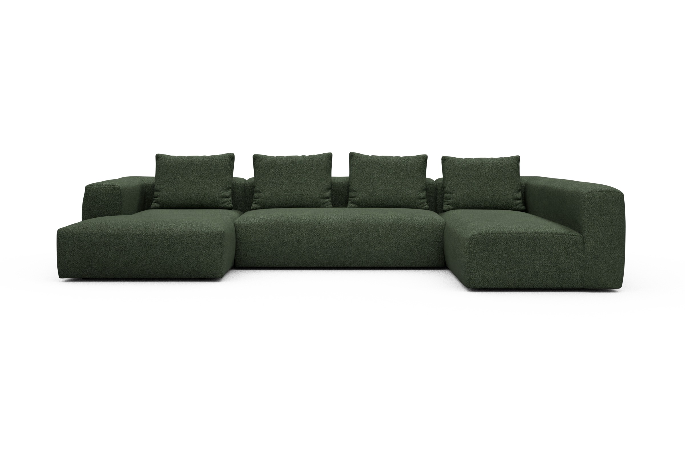 Skandi Home Wohnlandschaft Fred Chaiselongue links mit 2-Sitzer und lange Armlehne rechts Vanora-Deep-Green moebelfaktor