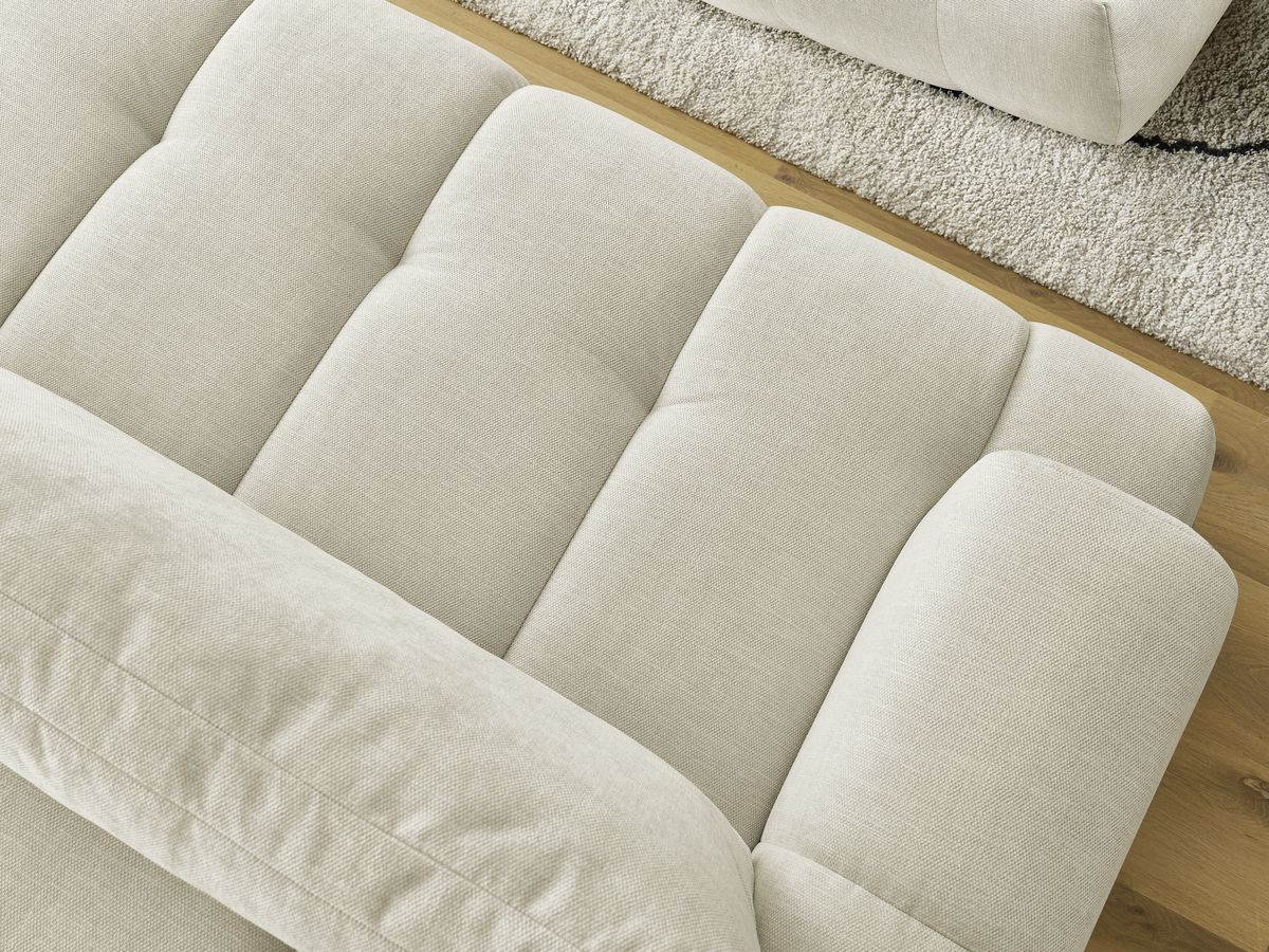 Bobochic Fuji Schlafsofa 3-Sitzer mit Bettkasten und Pouf Stoff Beige