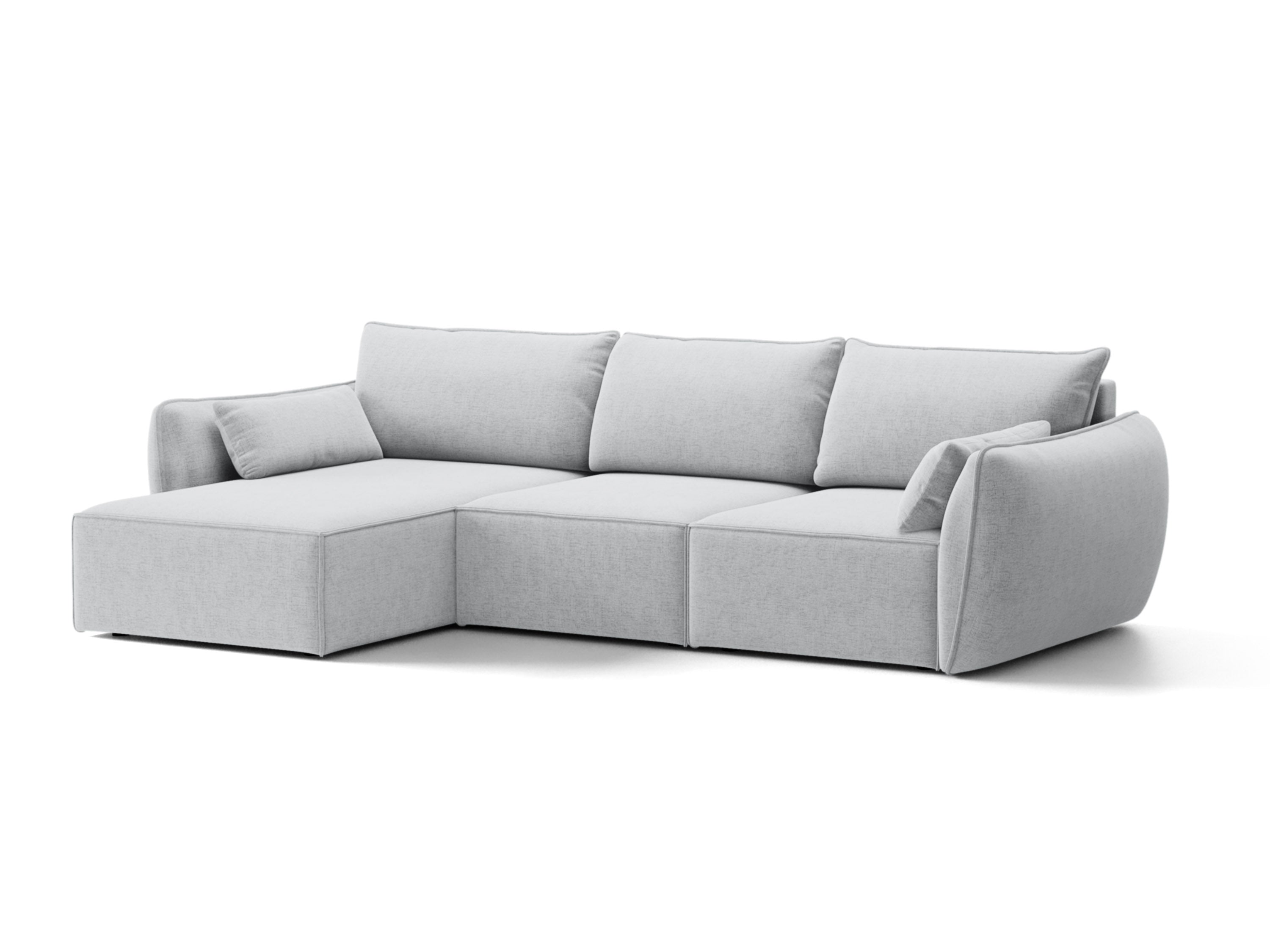 Micadoni Ecksofa Kaelle 4-Sitzer Strukturierter Stoff Moly Hellgrau Links