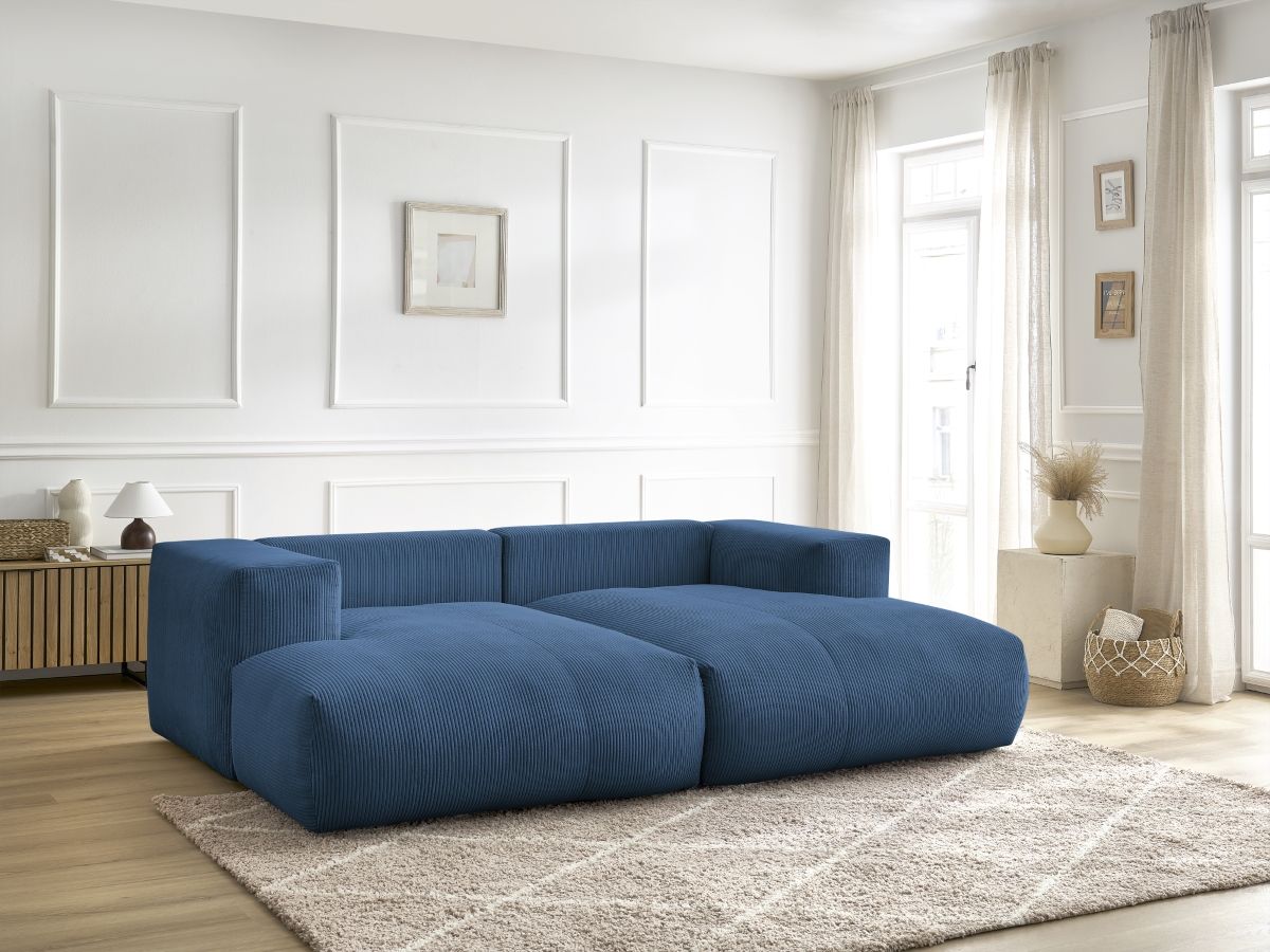 Bobochic Voltaire Sofa 4-Sitzer 248 × 170 cm Cordsamt Dunkelblau