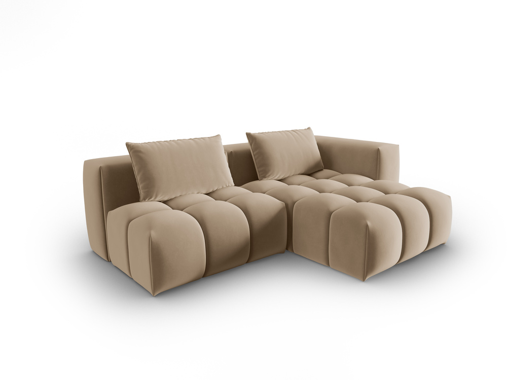 Cosmopolitan Design Ecksofa Verona 3-Sitzer offen Samt Casino Mandelbeige Rechts
