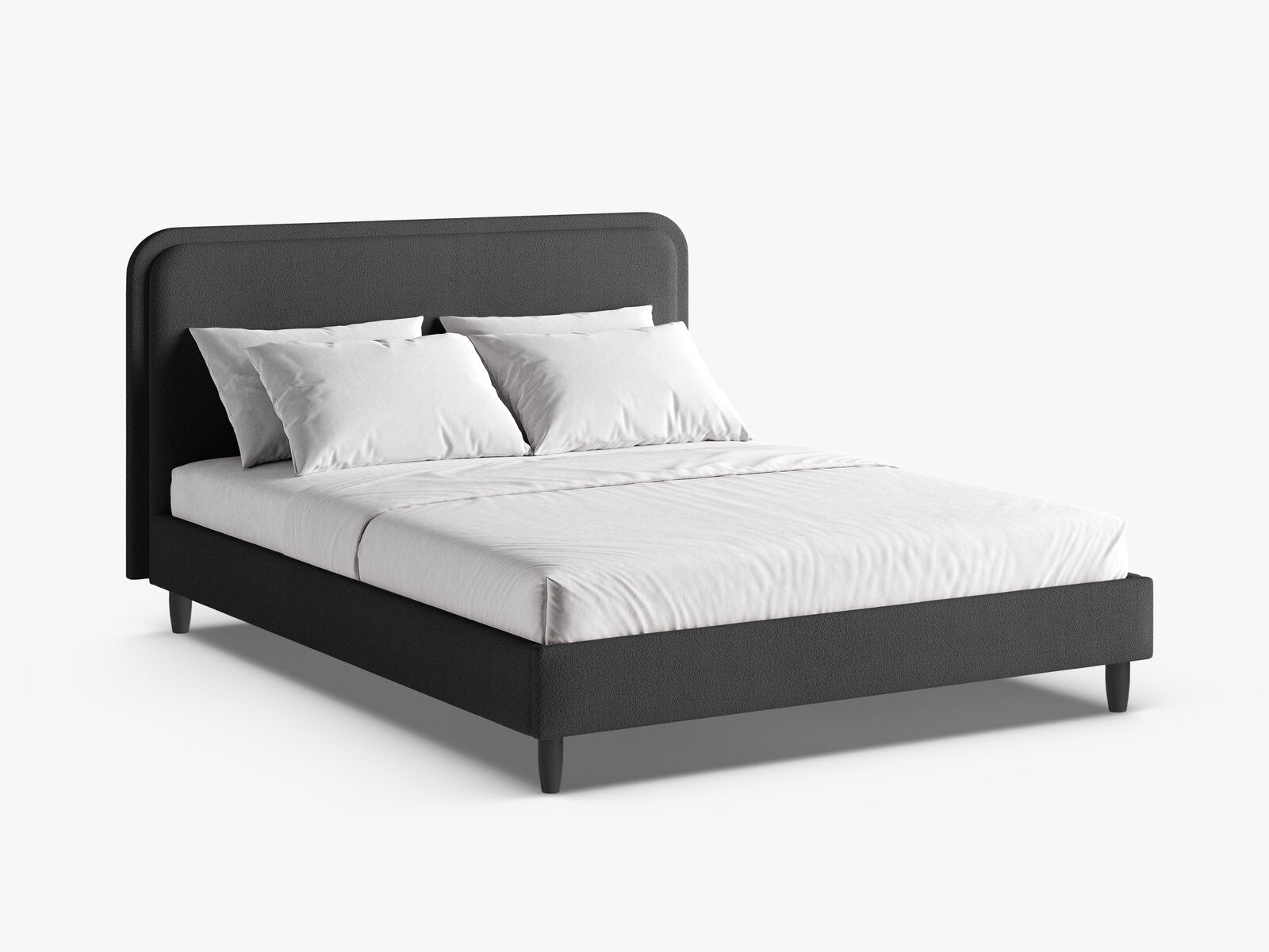 Micadoni Stauraumbett mit Kopfteil Aveline Boucle Baloo Dunkelgrau 160x200