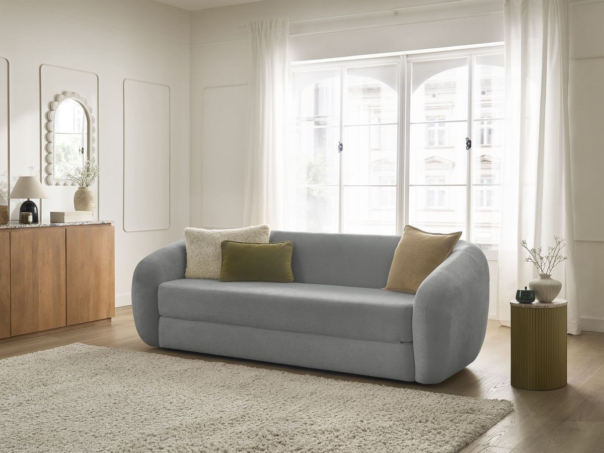 Bobochic Neyo Schlafsofa 3-Sitzer Stoff Dunkelgrau