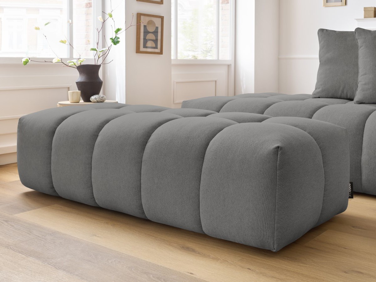 Bobochic Mont-blanc Ecksofa mit Pouf Melange-Stoff Dunkelgrau Ecke rechts