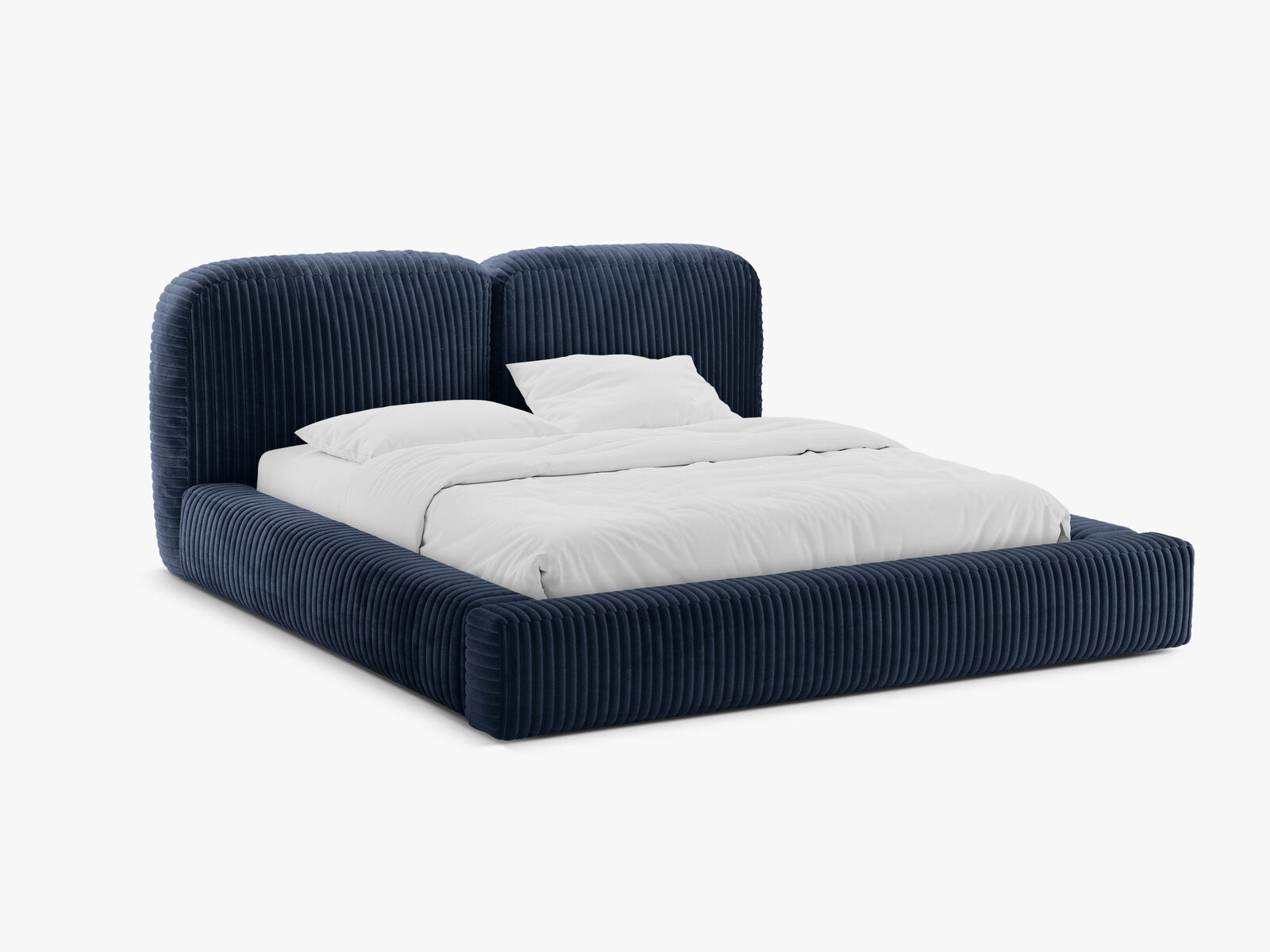 Micadoni Stauraumbett mit Kopfteil Martina Kord Tilia Marineblau 160x200