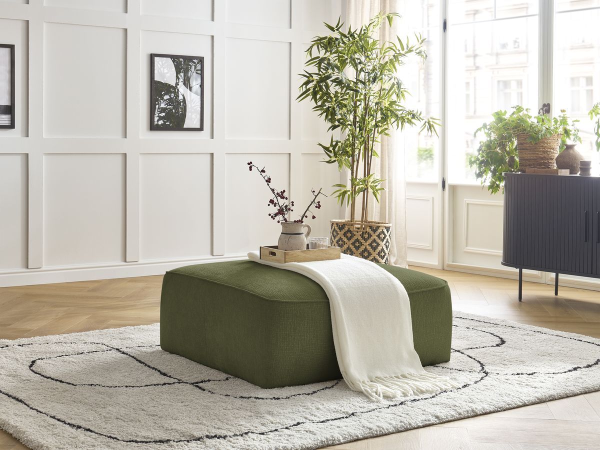 Bobochic Leopold Pouf Strukturstoff Dunkelgrün