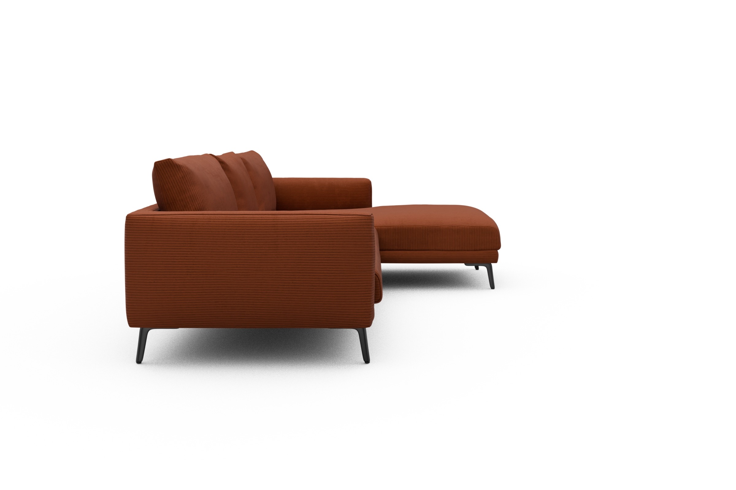 Ecksofa Karl Chaiselongue rechts mit 2,5-Sitzer Corduroy-Burnt-Orange