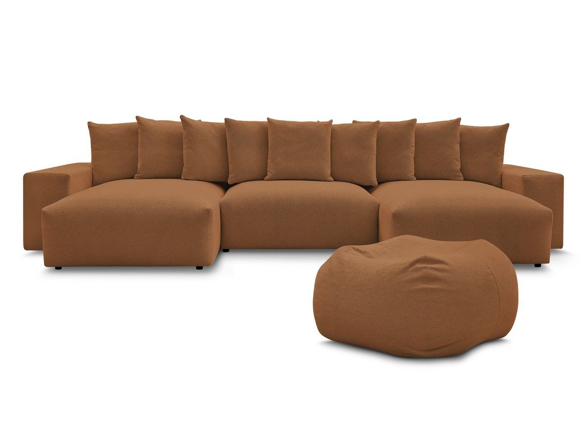 Bobochic Voltaire Wohnlandschaft mit Pouf 420 × 174 cm Melange-Stoff Orange
